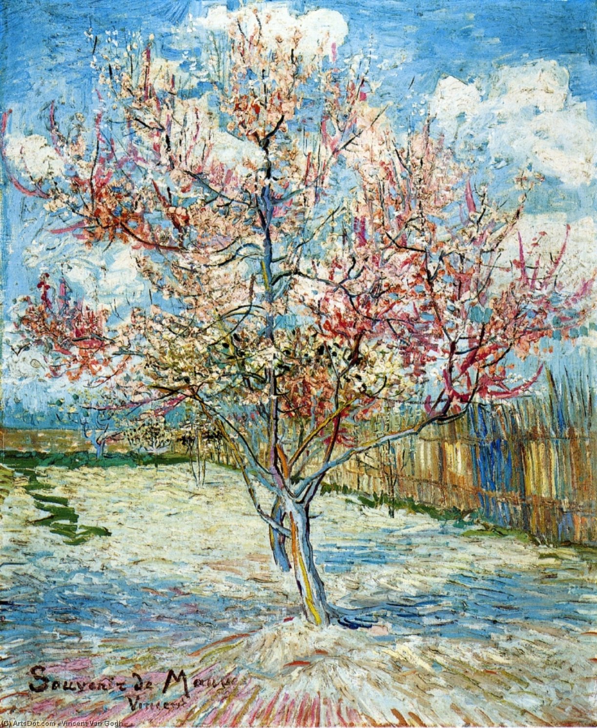 Ordem Gravura De Qualidade De Museu Árvores de pêssego em flor, 1888 por Vincent Van Gogh (1853-1890, Netherlands) | ArtsDot.com