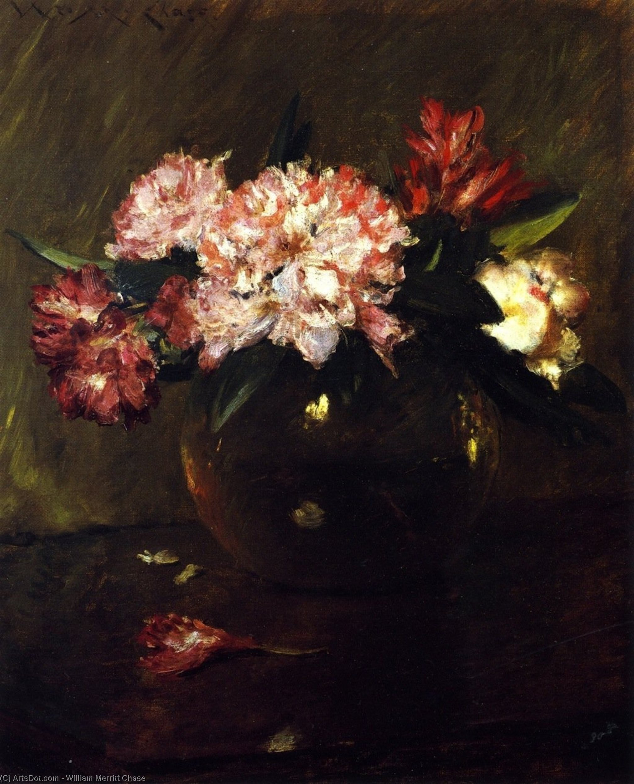 Order Art Reproductions Peonies and Irises by William Merritt Chase (1849-1916, United States) | ArtsDot.com