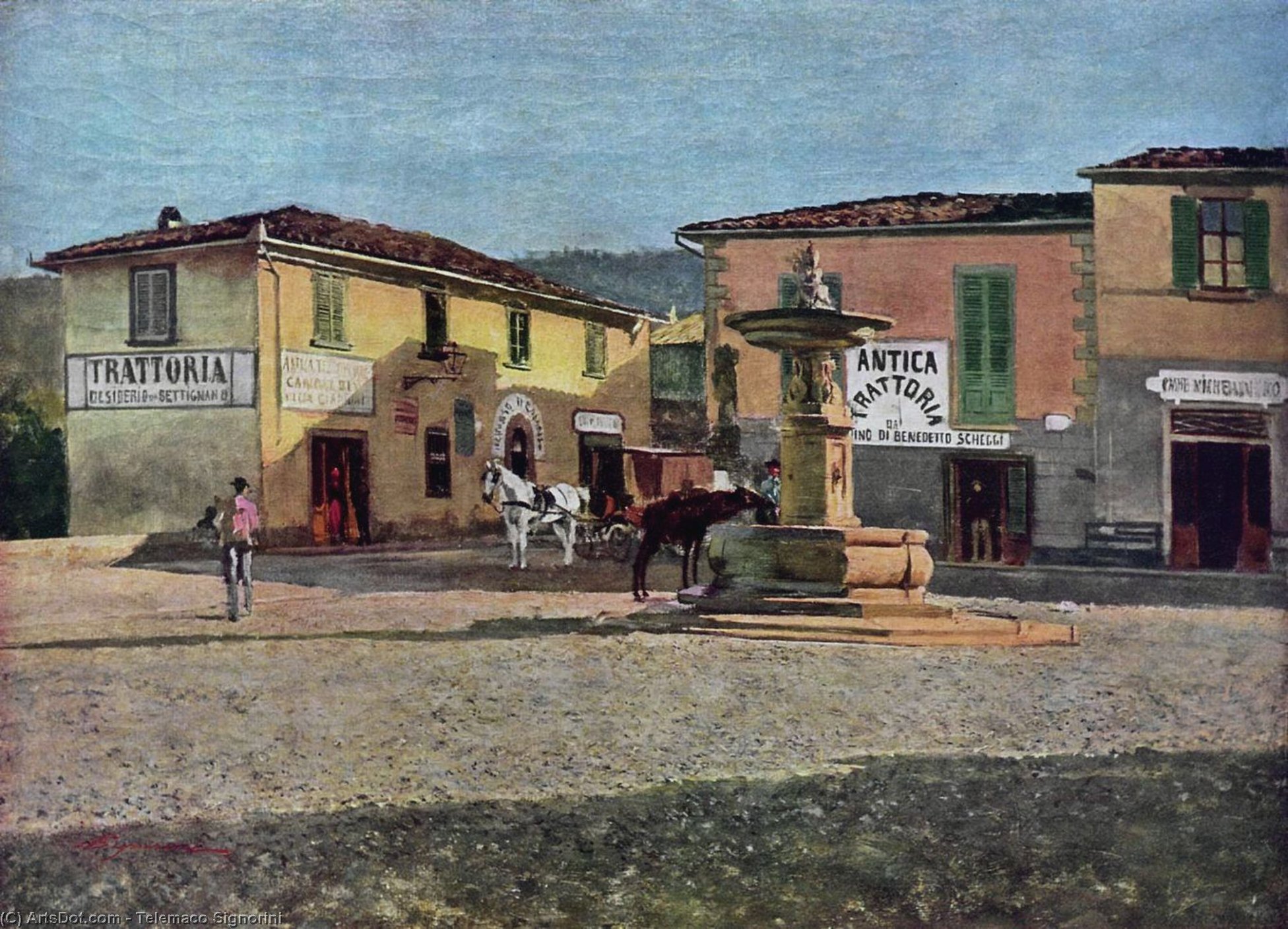 Order Oil Painting Replica Piazzetta a Settignano, 1881 by Telemaco Signorini (1835-1901, Italy) | ArtsDot.com