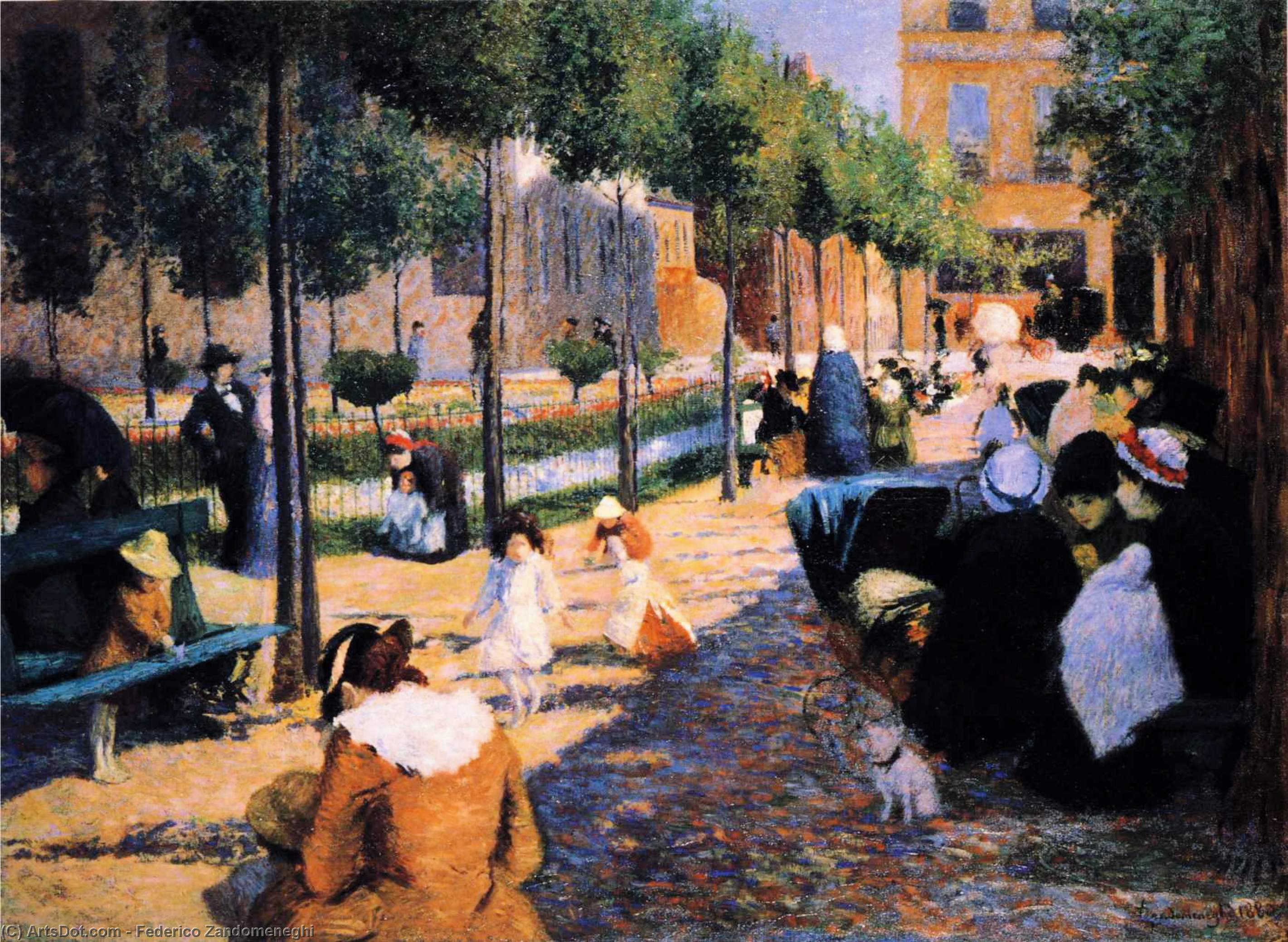 Order Oil Painting Replica Place d`Anvers, Paris, 1880 by Federico Zandomeneghi (1841-1917, Italy) | ArtsDot.com