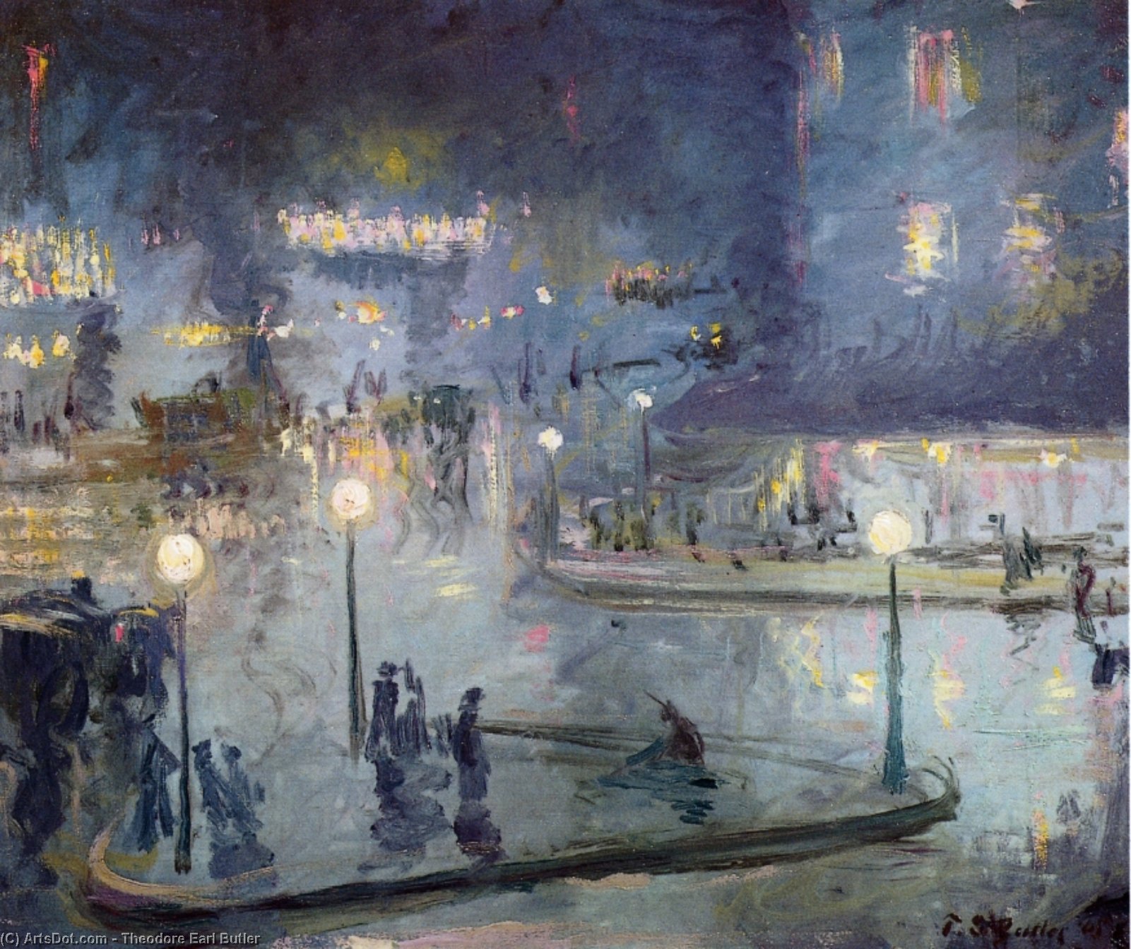 Buy Museum Art Reproductions Place du Rome at Night, 1905 by Theodore Earl Butler (1861-1936, United States) | ArtsDot.com