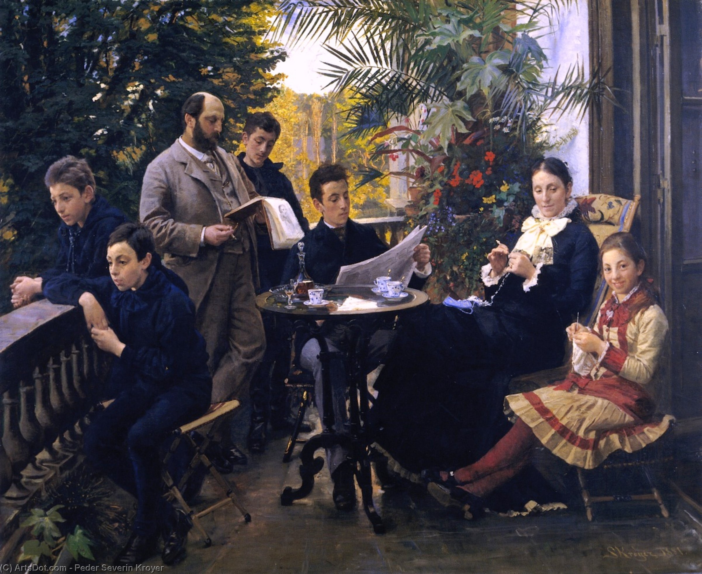 顺序 畫複製 Hirschsprung Family, 1881 通过 Peder Severin Kroyer (1851-1909, Norway) | ArtsDot.com