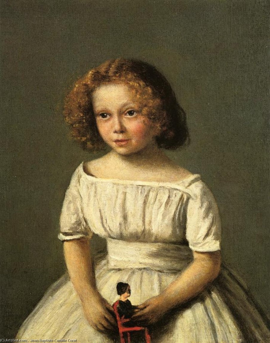 Order Paintings Reproductions Portrait of Madame Langeron, Four Years Old, 1845 by Jean Baptiste Camille Corot (1796-1875, France) | ArtsDot.com