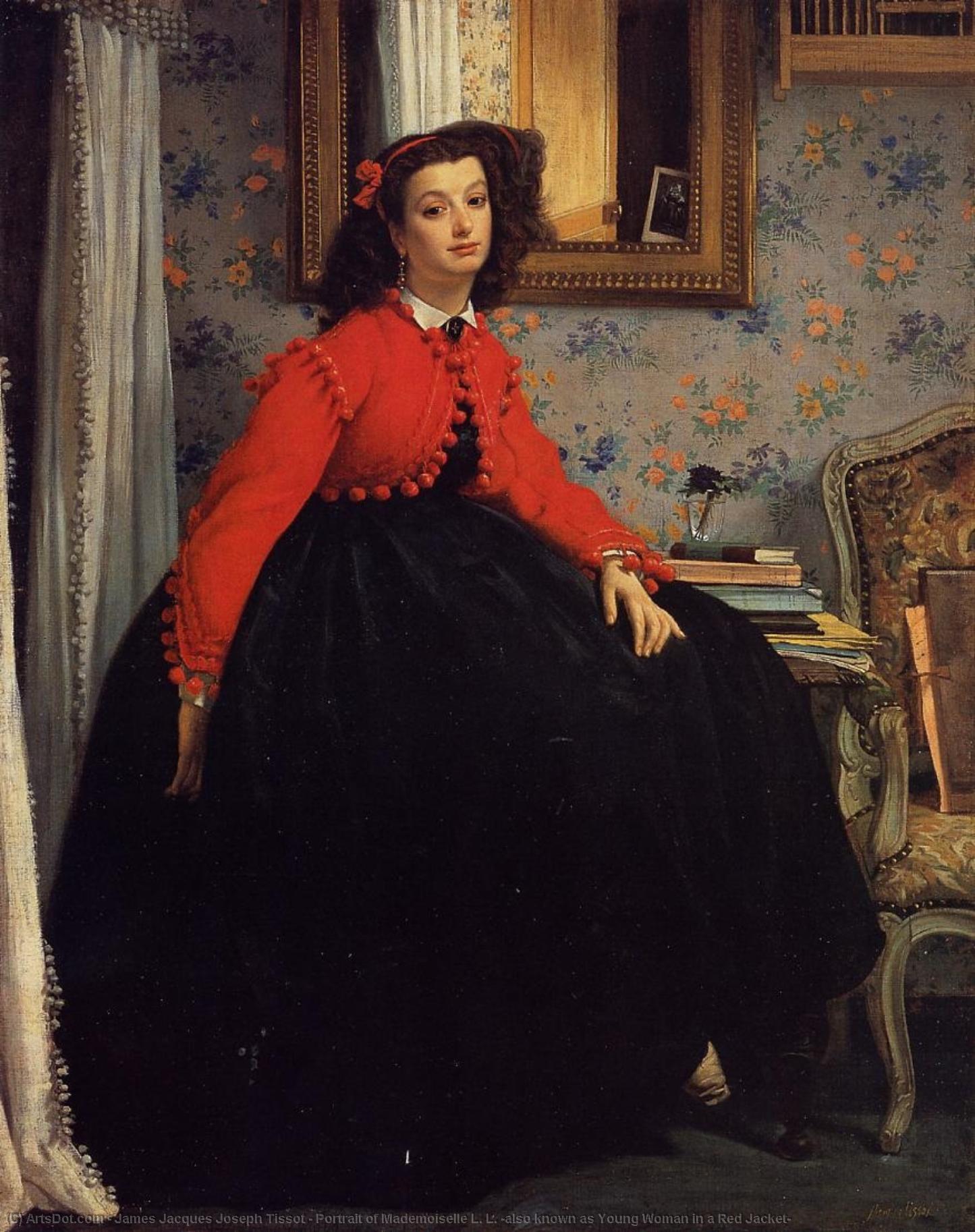 Order Paintings Reproductions Portrait of Mademoiselle L. L. (also known as Young Woman in a Red Jacket), 1864 by James Jacques Joseph Tissot (1836-1902, France) | ArtsDot.com