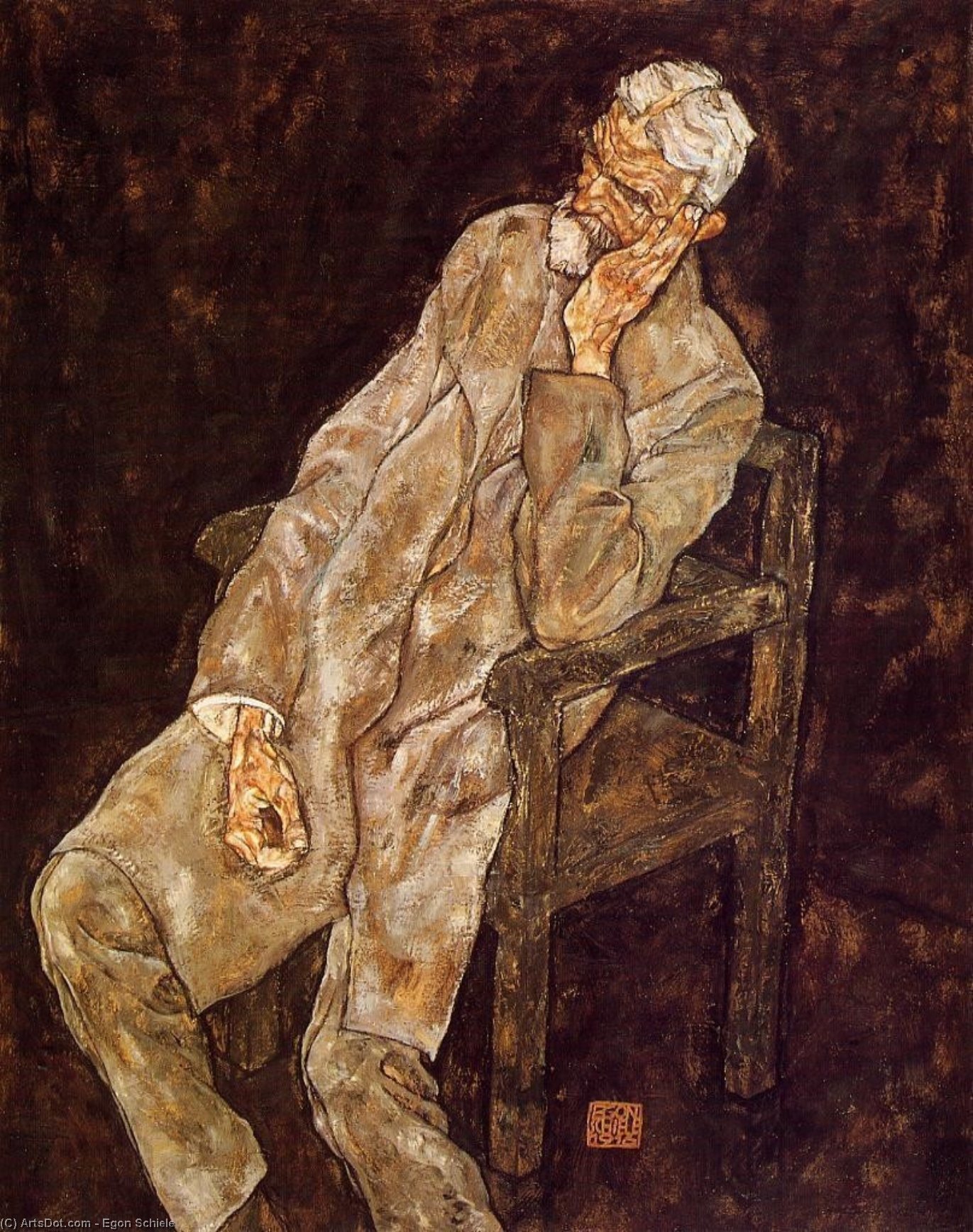 Order Art Reproductions Portrait of an Old Man (also known as Johann Harms), 1916 by Egon Schiele (1890-1918, Croatia) | ArtsDot.com