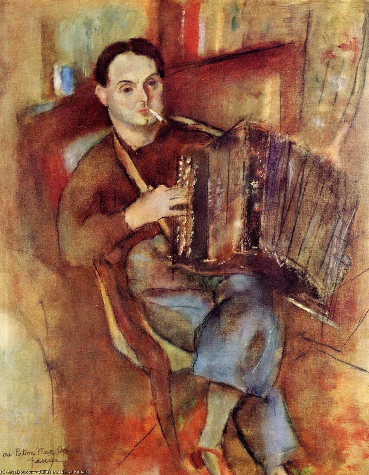 Order Oil Painting Replica Portrait of Pierre MacOrlan, 1924 by Julius Mordecai Pincas (1885-1930, Bulgaria) | ArtsDot.com