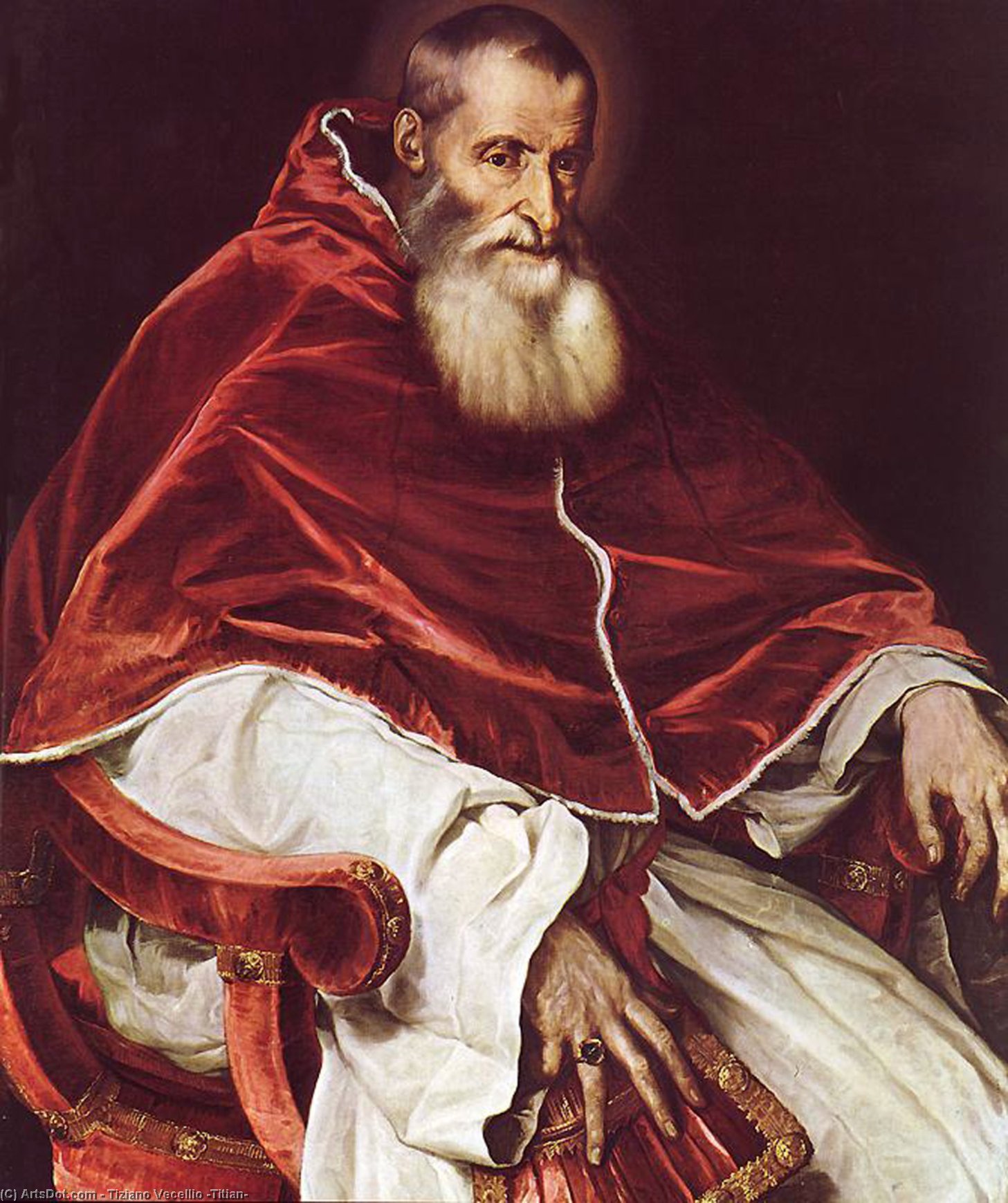 Pedir Grabados De Calidad Del Museo Retrato del Papa Pablo III de Tiziano Vecellio (Titian) (1490-1576, Italy) | ArtsDot.com