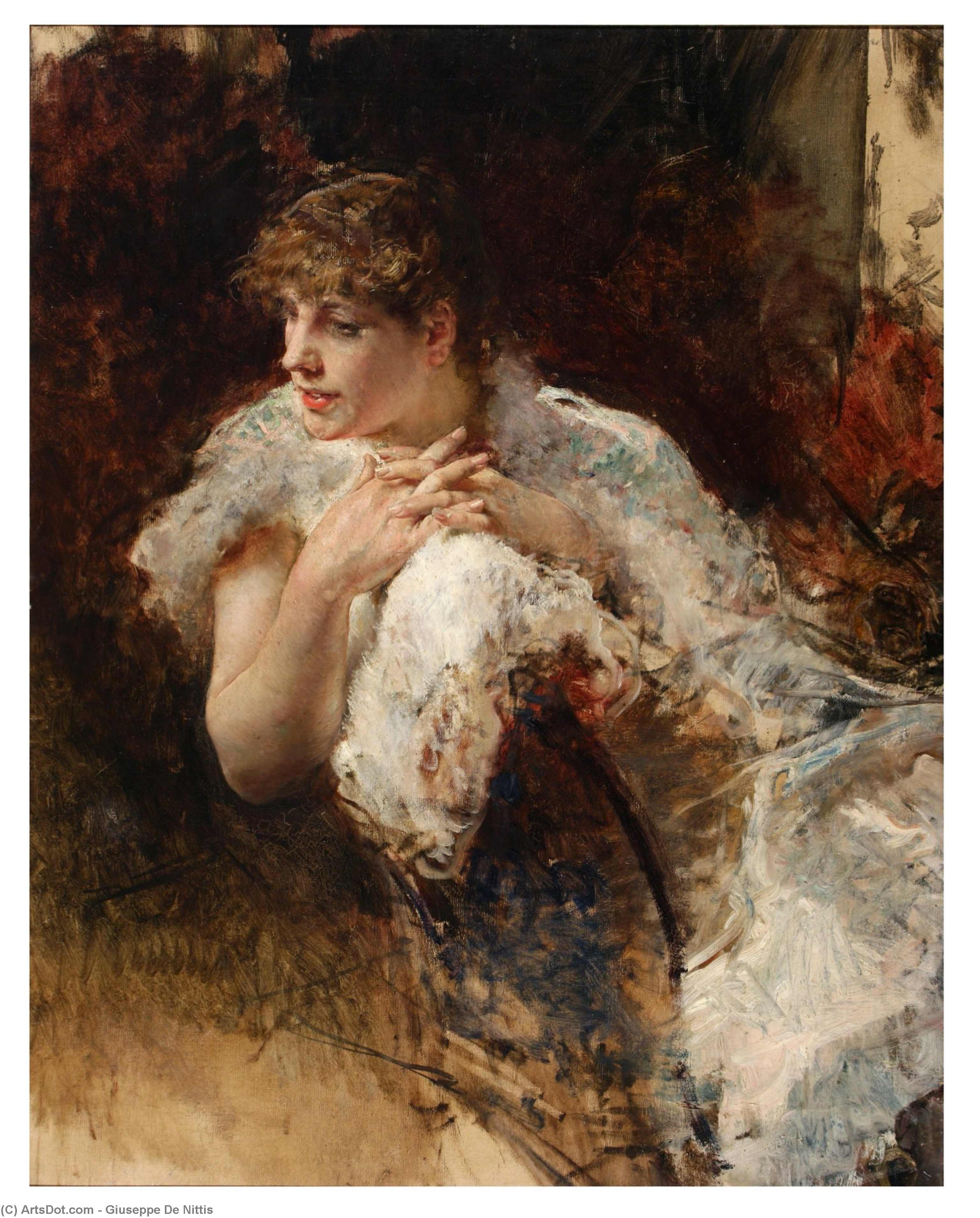 Order Artwork Replica Portrait of Signora Napoletana, 1879 by Giuseppe De Nittis (1846-1884, Italy) | ArtsDot.com
