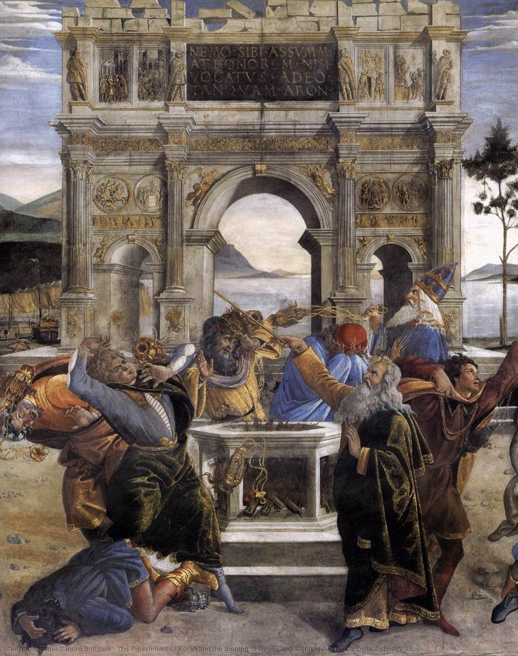 Order Oil Painting Replica The Punishment of Korah and the Stoning of Moses and Aaron (detail 1) (Cappella Sistina, Vatican), 1481 by Sandro Botticelli (1445-1510, Italy) | ArtsDot.com