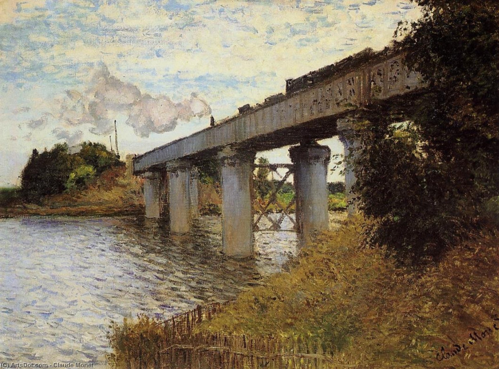 Buy Museum Art Reproductions The Railway Bridge at Argenteuil, 1874 by Claude Monet (1840-1926, France) | ArtsDot.com