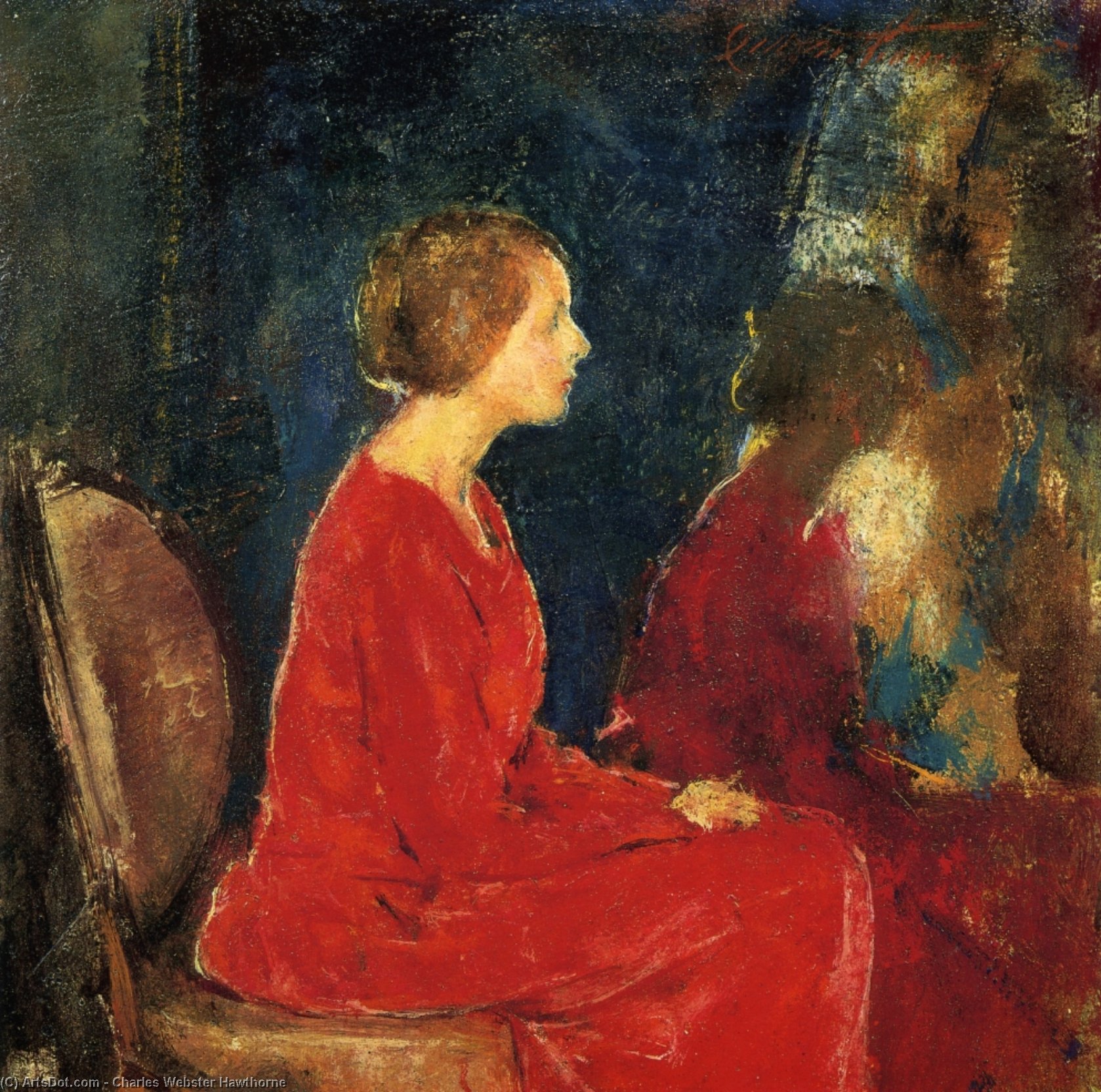 Order Artwork Replica The Red Dress, 1915 by Charles Webster Hawthorne (1872-1930, United States) | ArtsDot.com