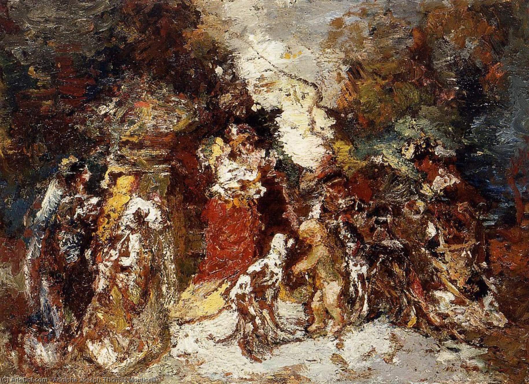 Order Art Reproductions Rendezvous under the Flowered Bower by Adolphe Joseph Thomas Monticelli (1824-1886, France) | ArtsDot.com