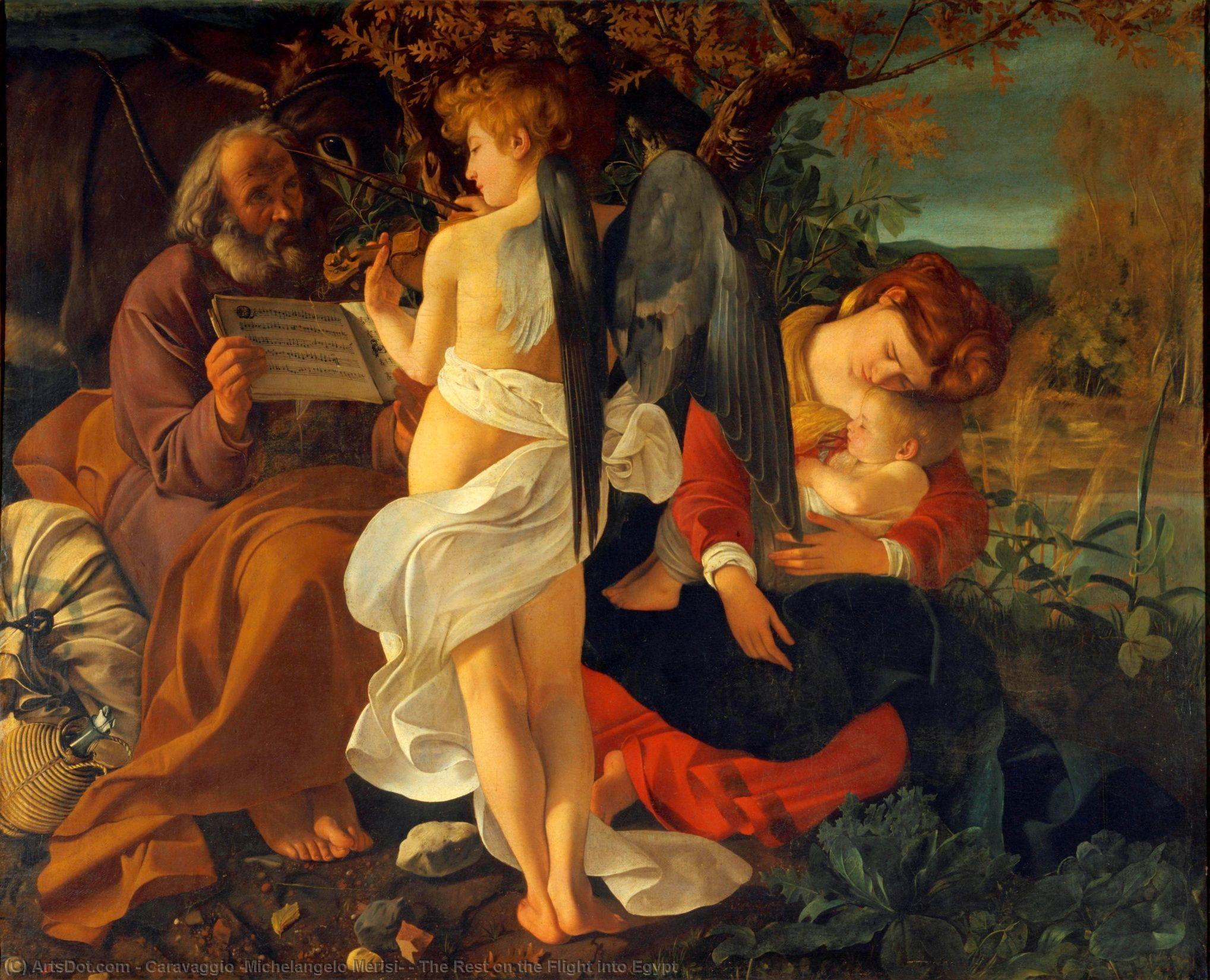 Order Paintings Reproductions The Rest on the Flight into Egypt, 1595 by Caravaggio (Michelangelo Merisi) (1571-1610, Spain) | ArtsDot.com