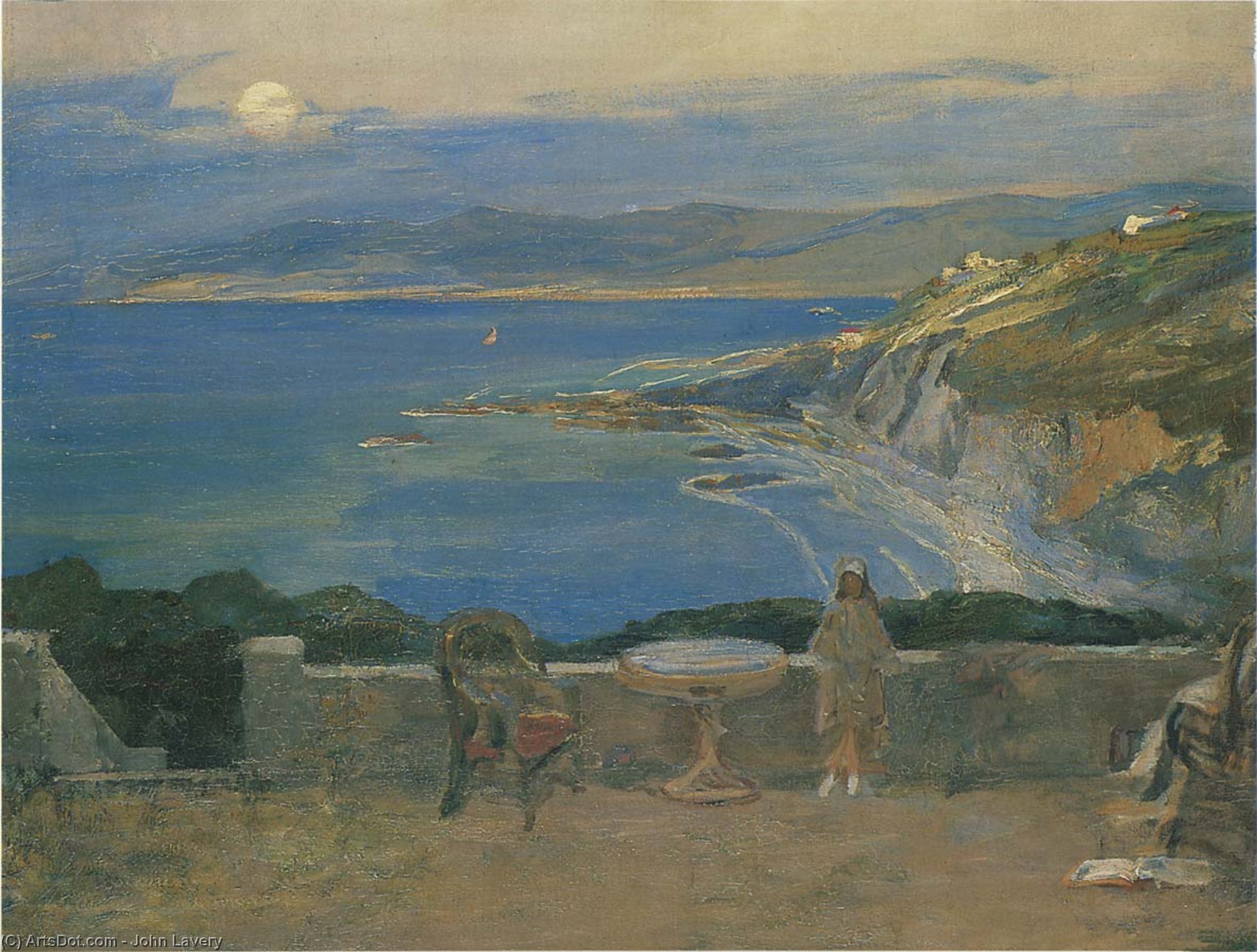 Buy Museum Art Reproductions The Rising Moon, Tangier Bay, 1912 by John Lavery | ArtsDot.com
