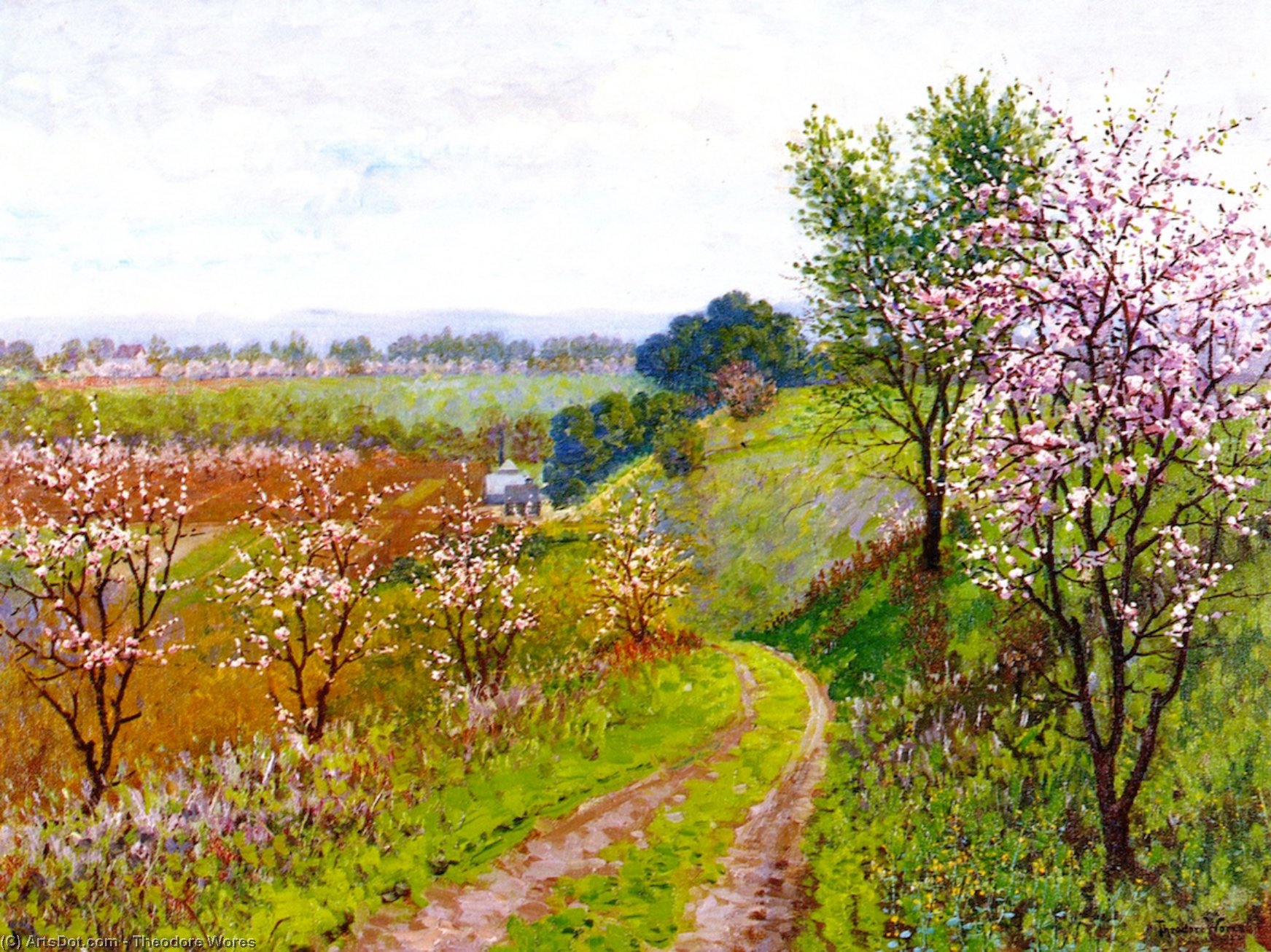 Order Oil Painting Replica Road with Blossoming Trees, 1922 by Theodore Wores (1859-1939, United States) | ArtsDot.com