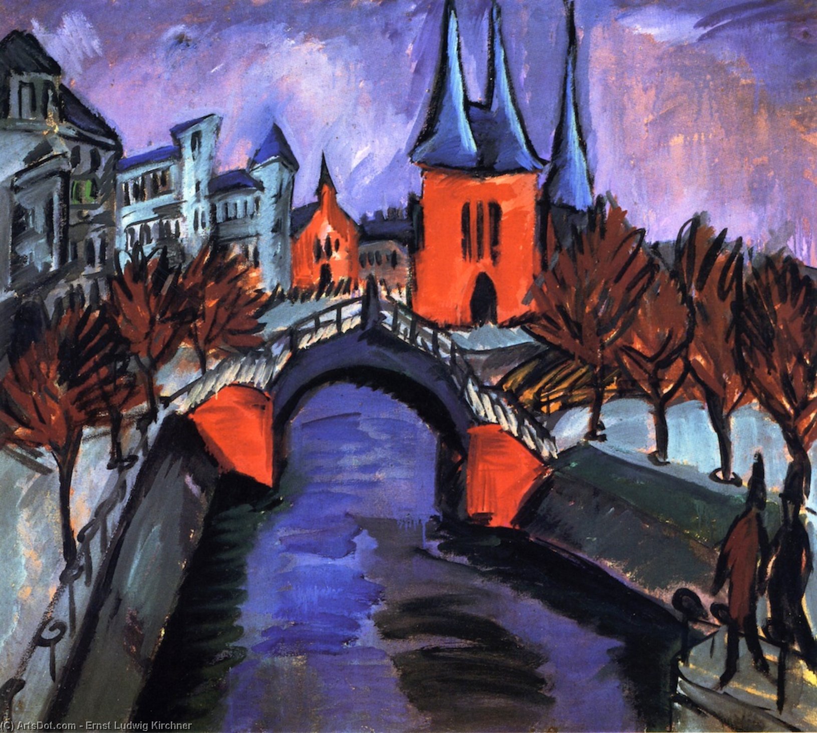 Order Paintings Reproductions Rotes Eilsabethufer, Berlin, 1912 by Ernst Ludwig Kirchner (1880-1938, Germany) | ArtsDot.com
