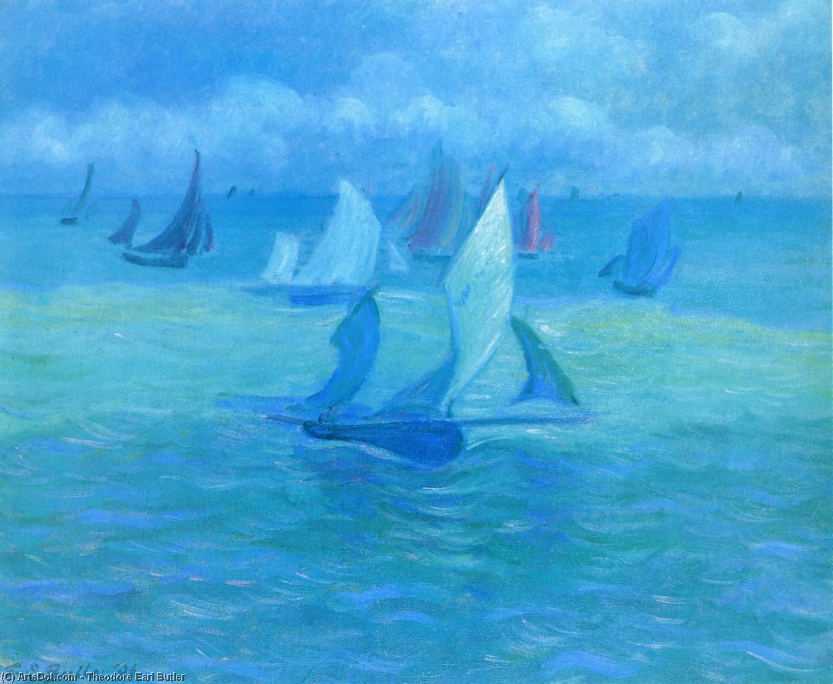Order Oil Painting Replica Sailboats on the Water, 1906 by Theodore Earl Butler (1861-1936, United States) | ArtsDot.com