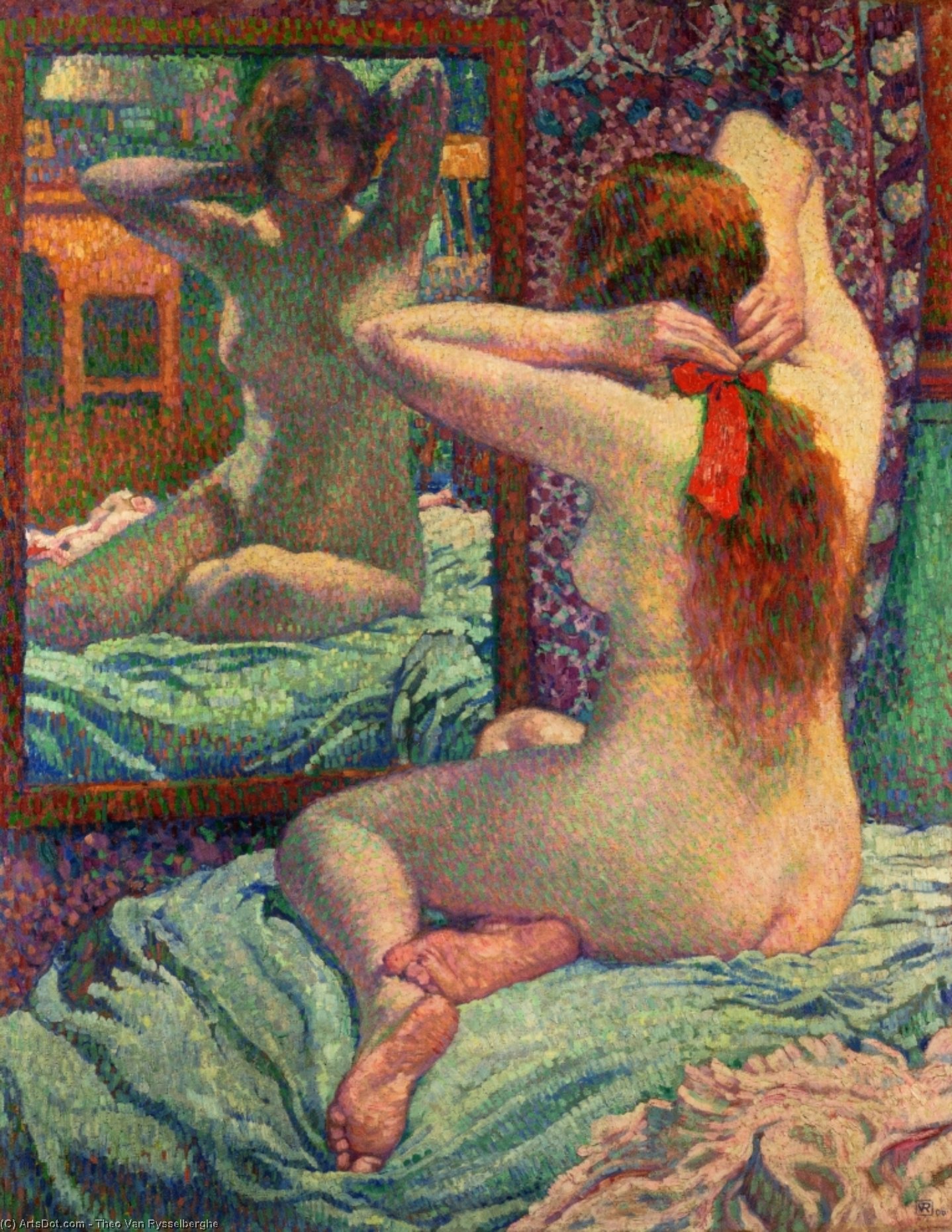 Order Paintings Reproductions The Scarlet Ribbon, 1906 by Theo Van Rysselberghe (1862-1926, Belgium) | ArtsDot.com