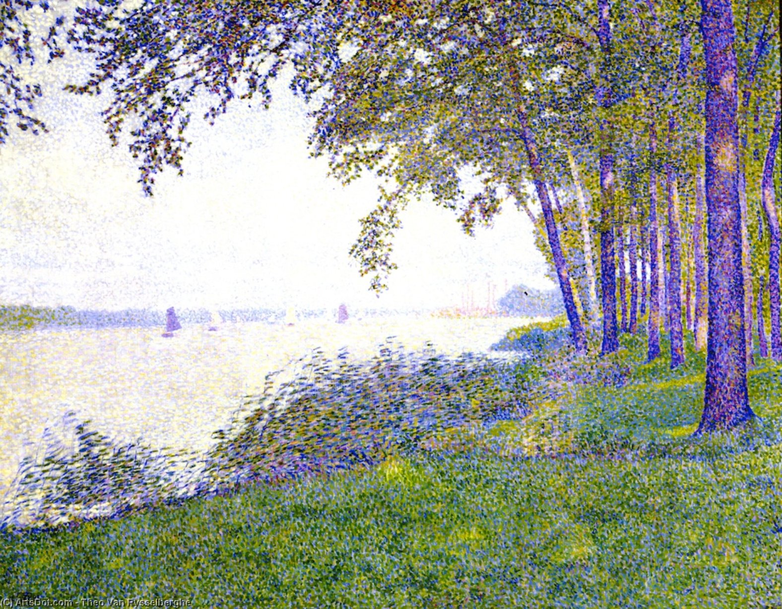 Order Oil Painting Replica The Scheldt upstream from Antwerp: After the Fog, 1892 by Theo Van Rysselberghe (1862-1926, Belgium) | ArtsDot.com
