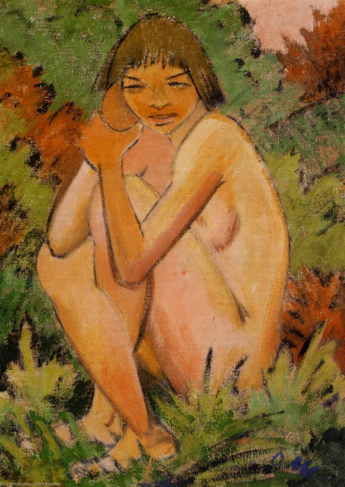 Buy Museum Art Reproductions Seated Nude in the Countryside, 1925 by Otto Mueller (1874-1930, Poland) | ArtsDot.com