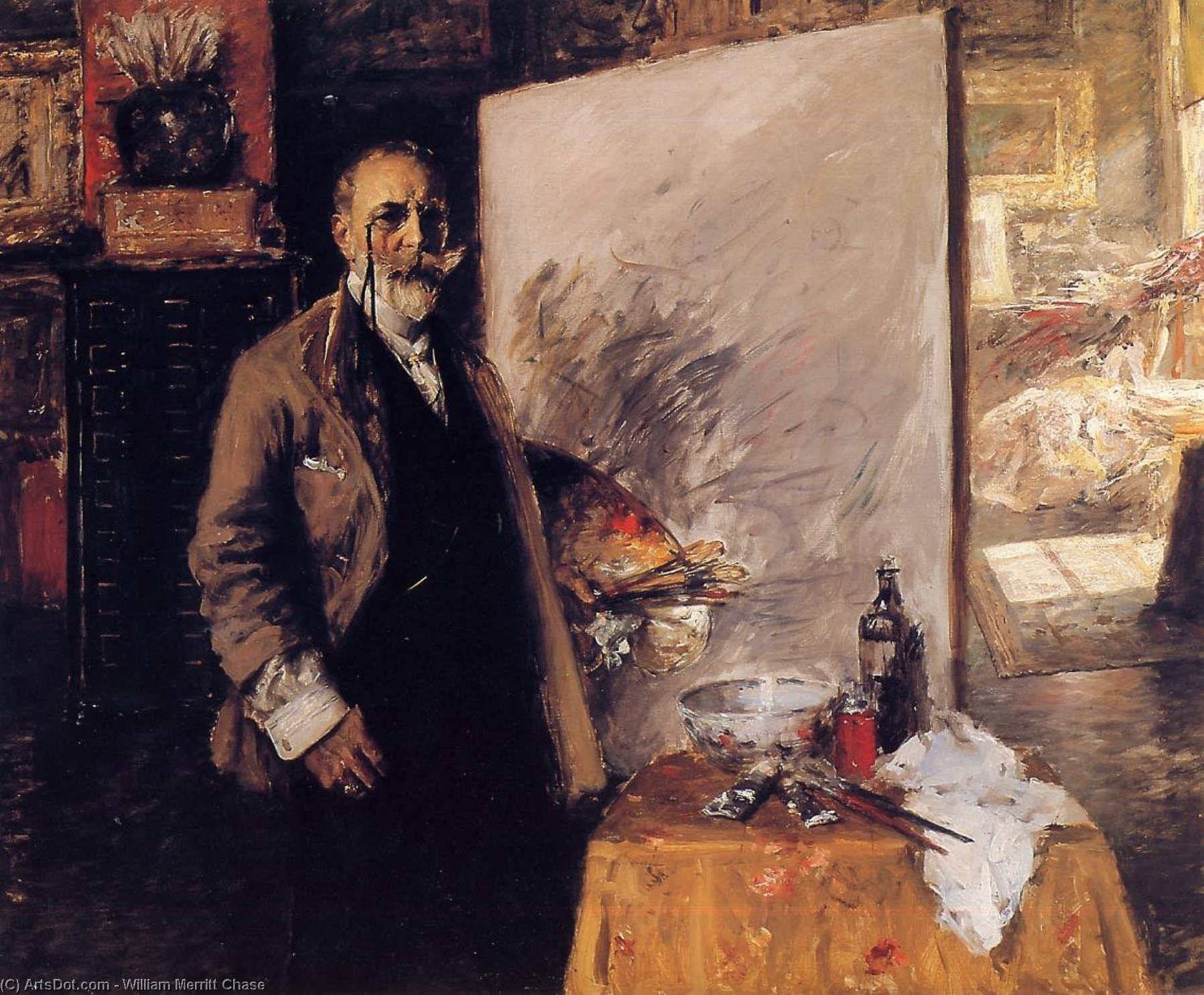 Order Oil Painting Replica Self Portrait by William Merritt Chase (1849-1916, United States) | ArtsDot.com