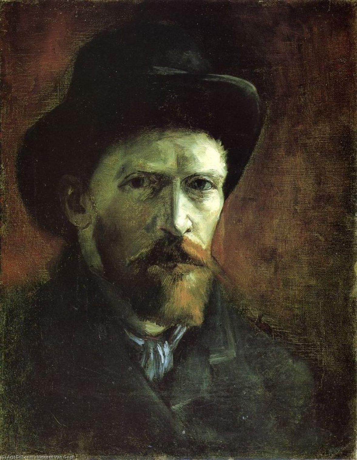 Buy Museum Art Reproductions Self Portrait in a Dark Felt Hat, 1886 by Vincent Van Gogh (1853-1890, Netherlands) | ArtsDot.com