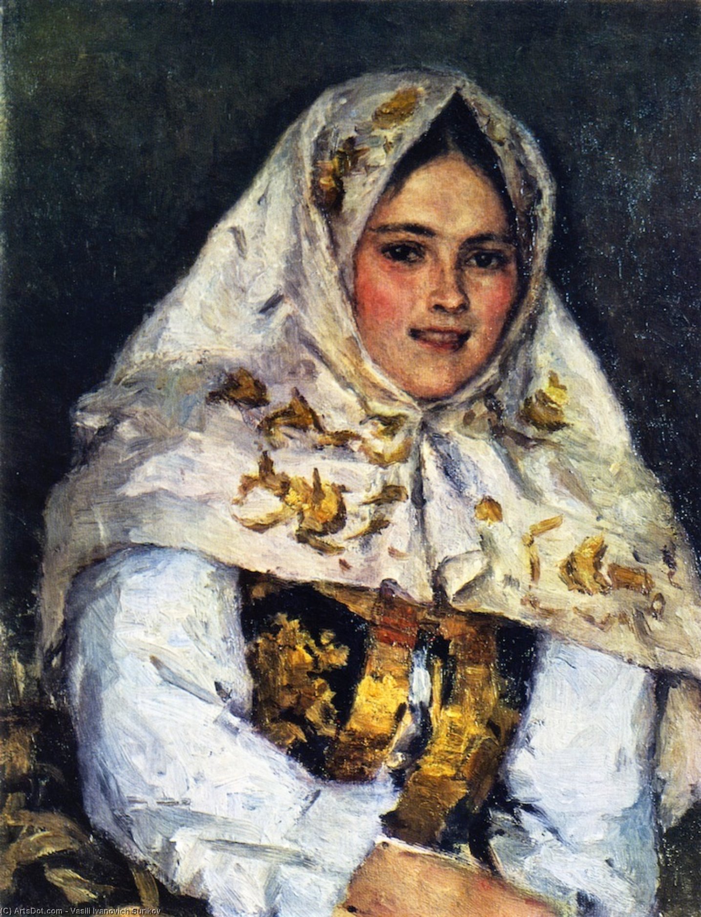 Order Paintings Reproductions Siberian Belle (also known as E. Rachkovskaya), 1891 by Vasili Ivanovich Surikov (1848-1916, Russia) | ArtsDot.com
