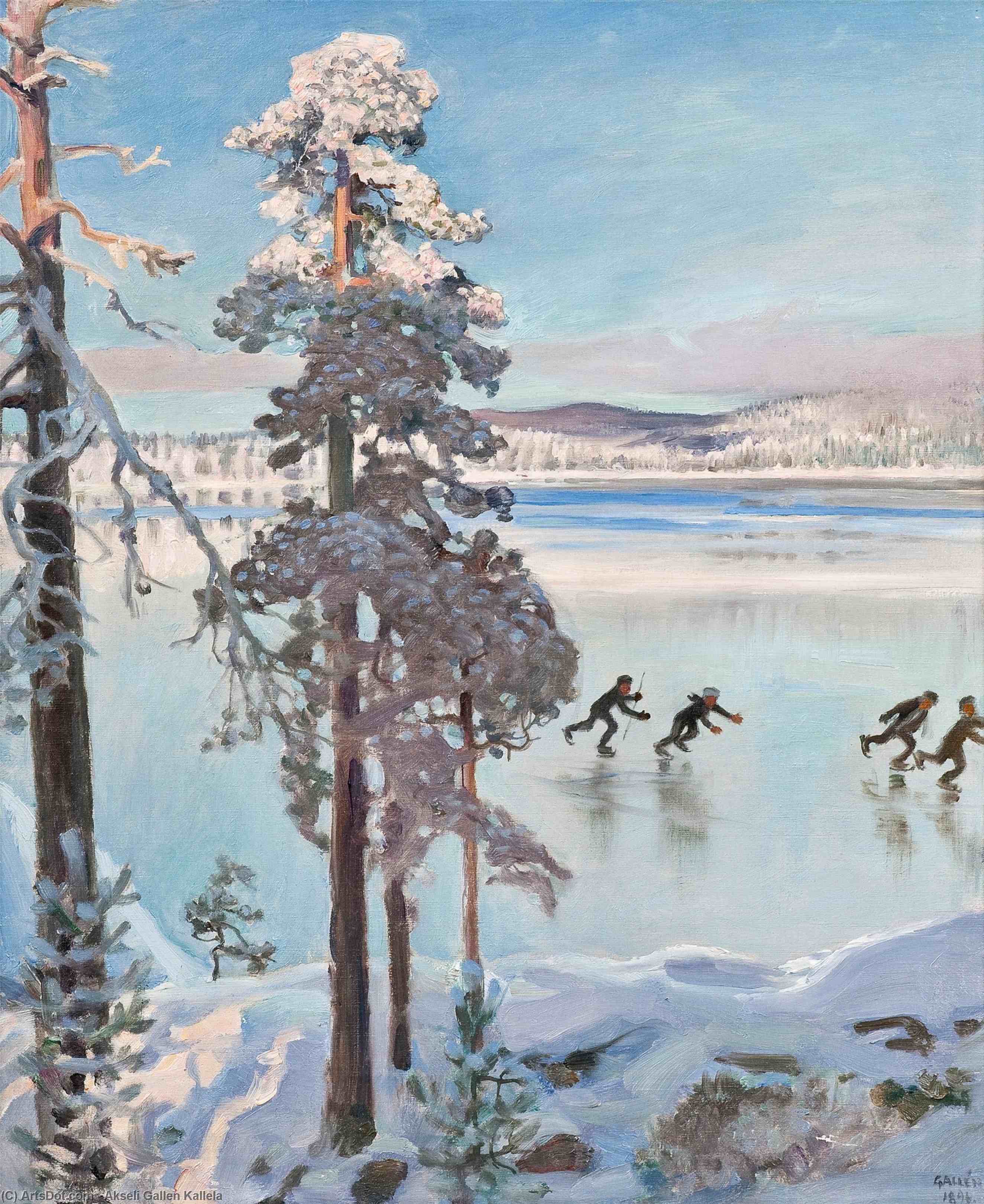 Buy Museum Art Reproductions Skaters near the Shore of Kalela, 1896 by Akseli Gallen Kallela (1865-1931, Finland) | ArtsDot.com