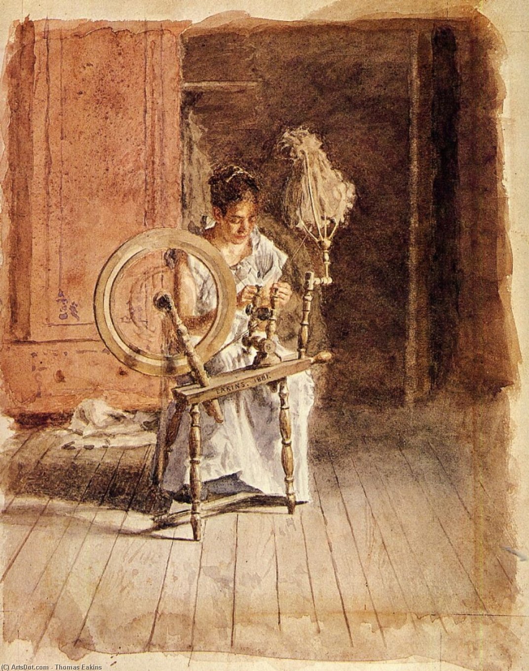 Order Oil Painting Replica Spinning, 1881 by Thomas Eakins (1844-1916, United States) | ArtsDot.com