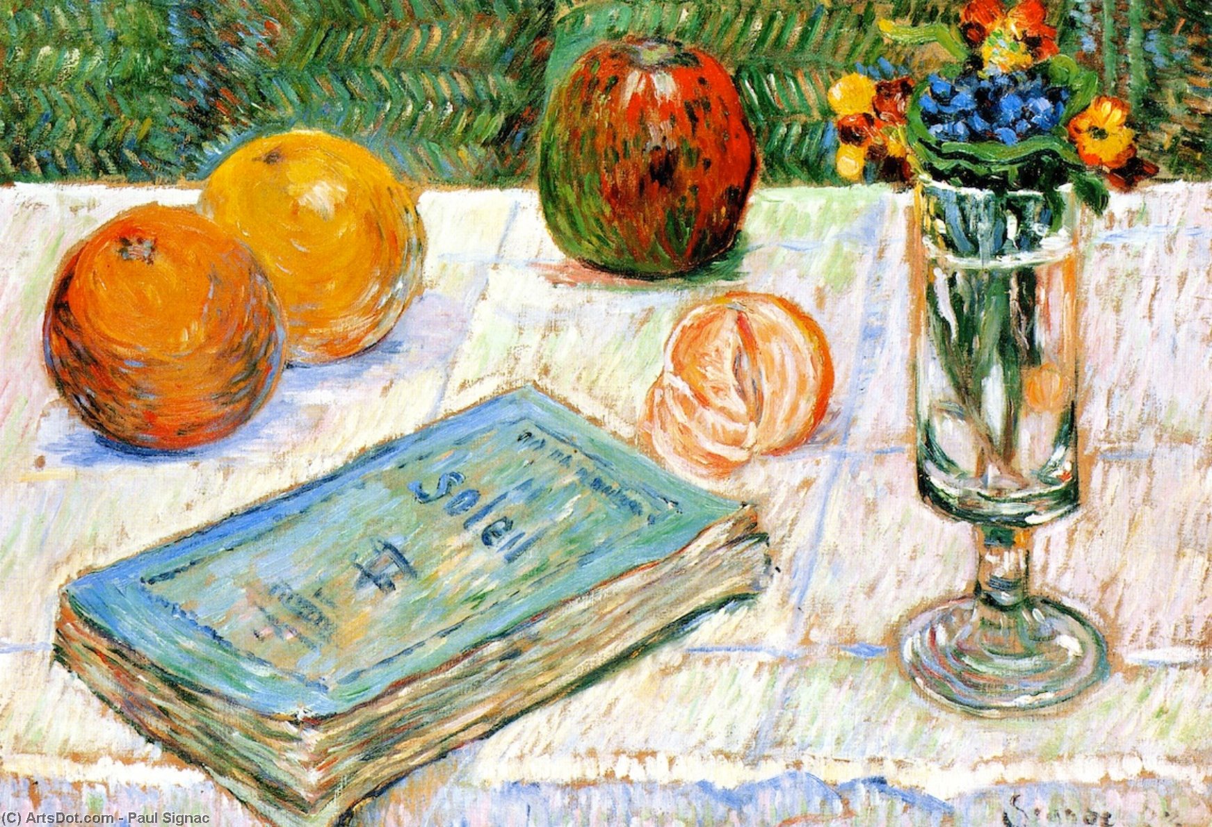 Order Oil Painting Replica Still LIfe with a Book and Oranges, 1885 by Paul Signac (1863-1935, France) | ArtsDot.com