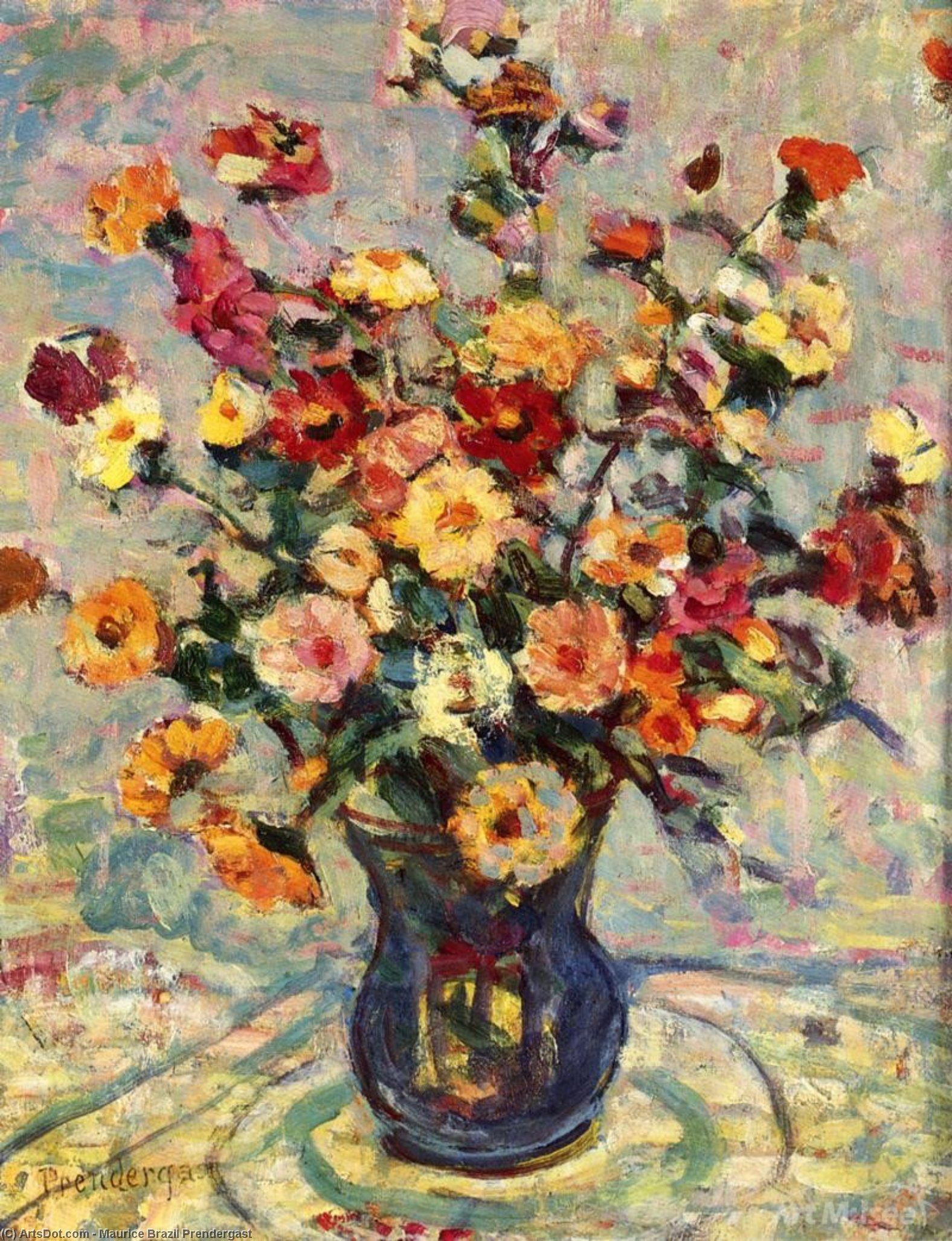 Order Paintings Reproductions Still Life with Flowers, 1913 by Maurice Brazil Prendergast (1858-1924, Canada) | ArtsDot.com