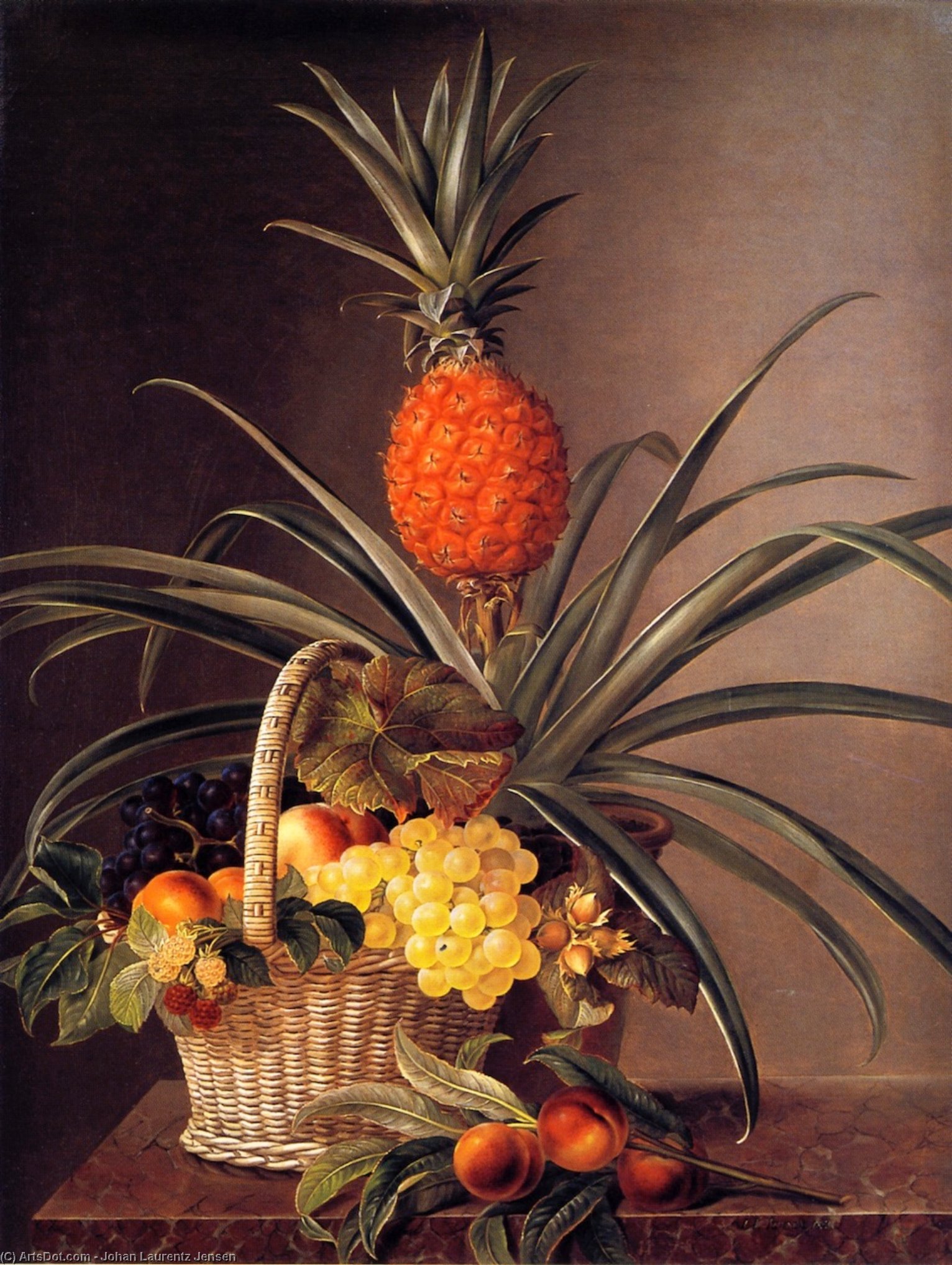 Order Artwork Replica Still Life with Fruits and Pineapple, 1833 by Johan Laurentz Jensen (1800-1856, Denmark) | ArtsDot.com