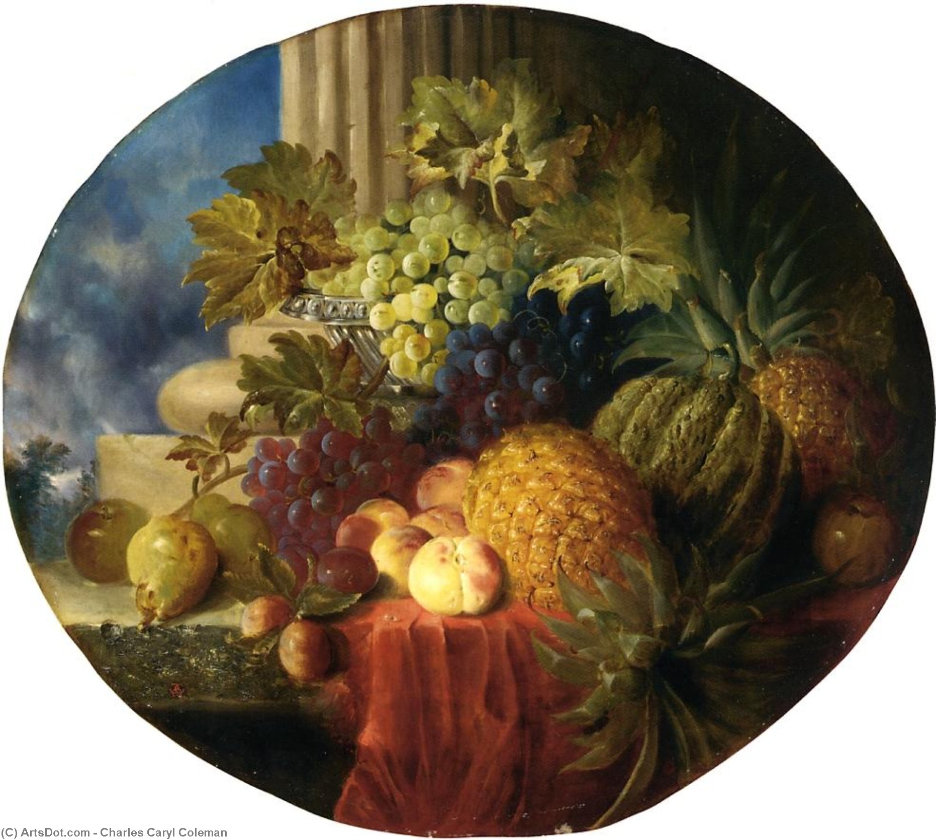 Buy Museum Art Reproductions Still Life with Pineapple and Grapes, 1865 by Charles Caryl Coleman (1840-1928, United States) | ArtsDot.com
