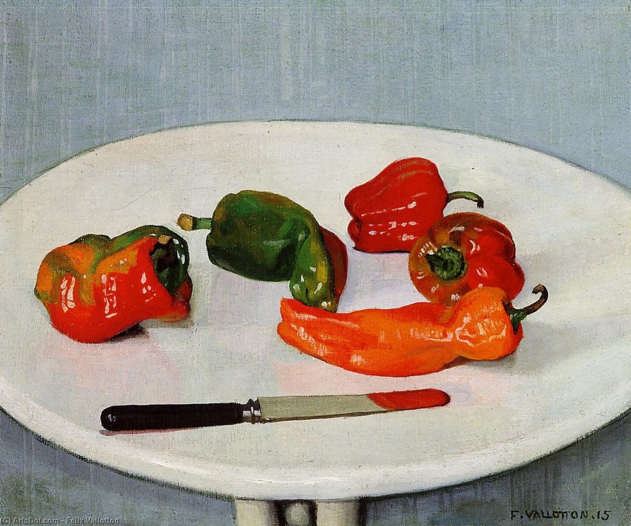 Order Artwork Replica Still Life with Red Peppers on a White Lacquered Table, 1915 by Felix Vallotton (1865-1925, Switzerland) | ArtsDot.com