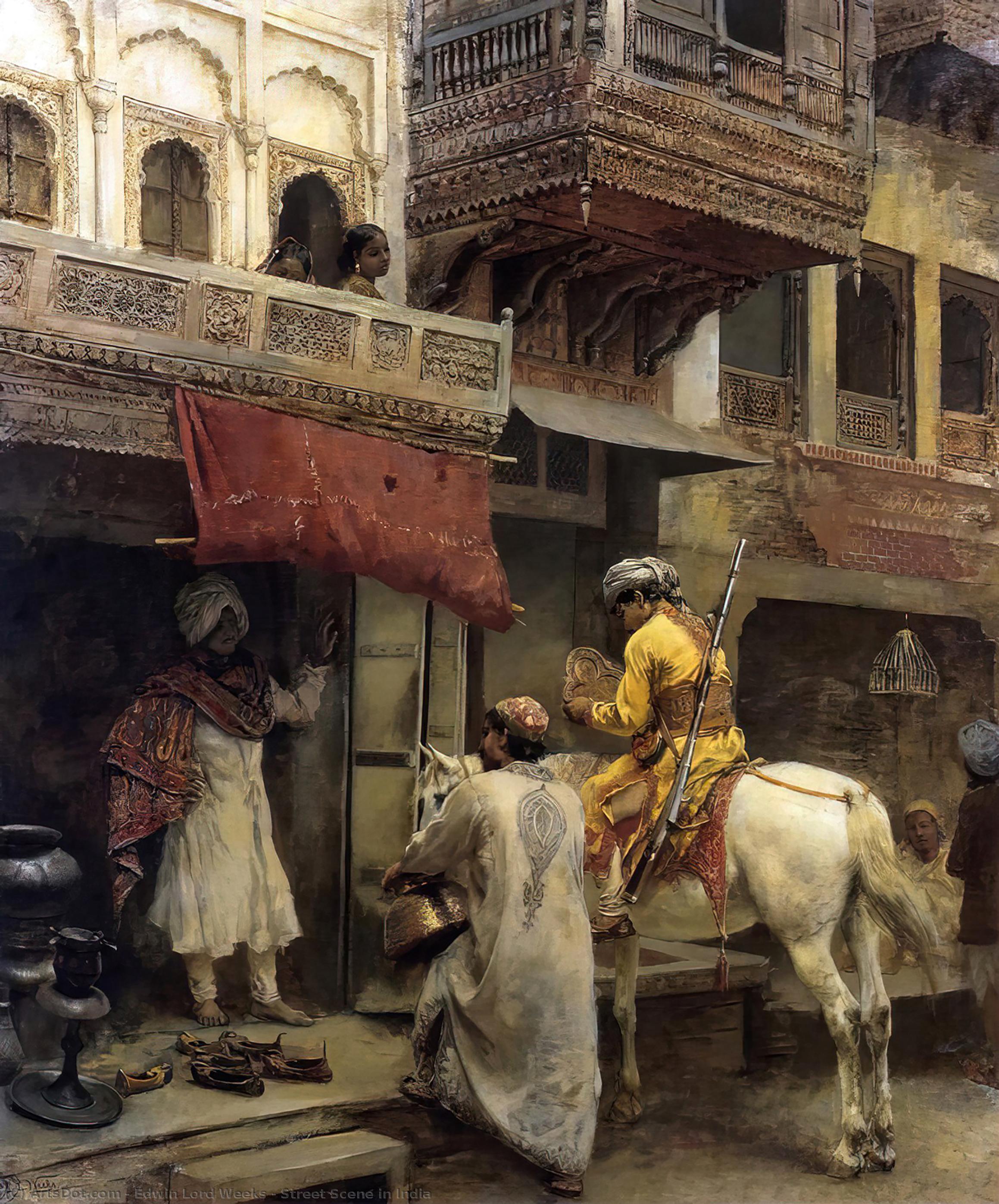 Order Oil Painting Replica Street Scene in India by Edwin Lord Weeks (1849-1903, United States) | ArtsDot.com