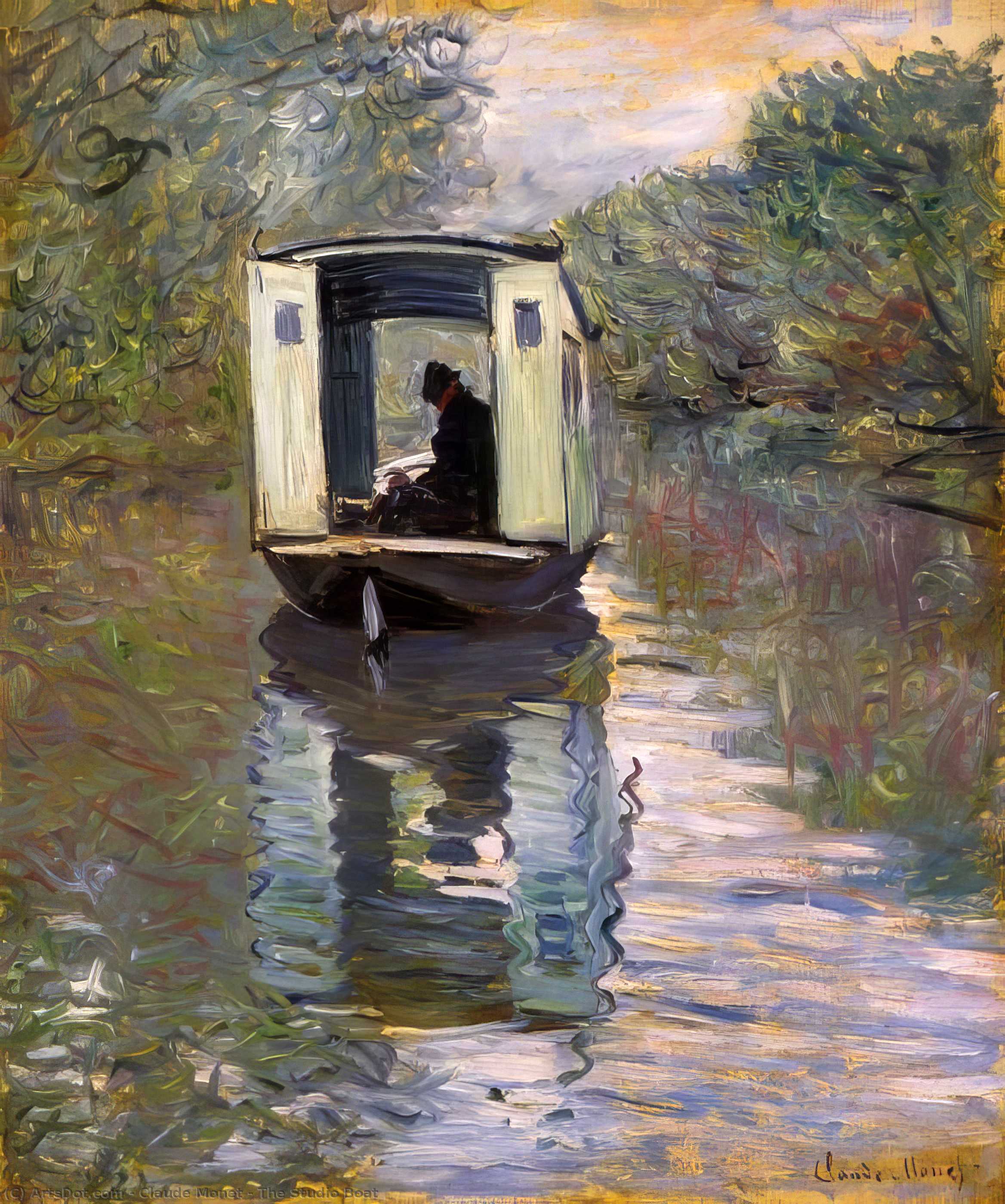 购买 博物馆艺术复制品，艺术复制品，绘画复制品，博物馆质量版画，美术复制品，着名绘画复制品，博物馆品质复制品，帆布艺术版画 工作室船, 1876 通过 Claude Monet (1840-1926, France) | ArtsDot.com