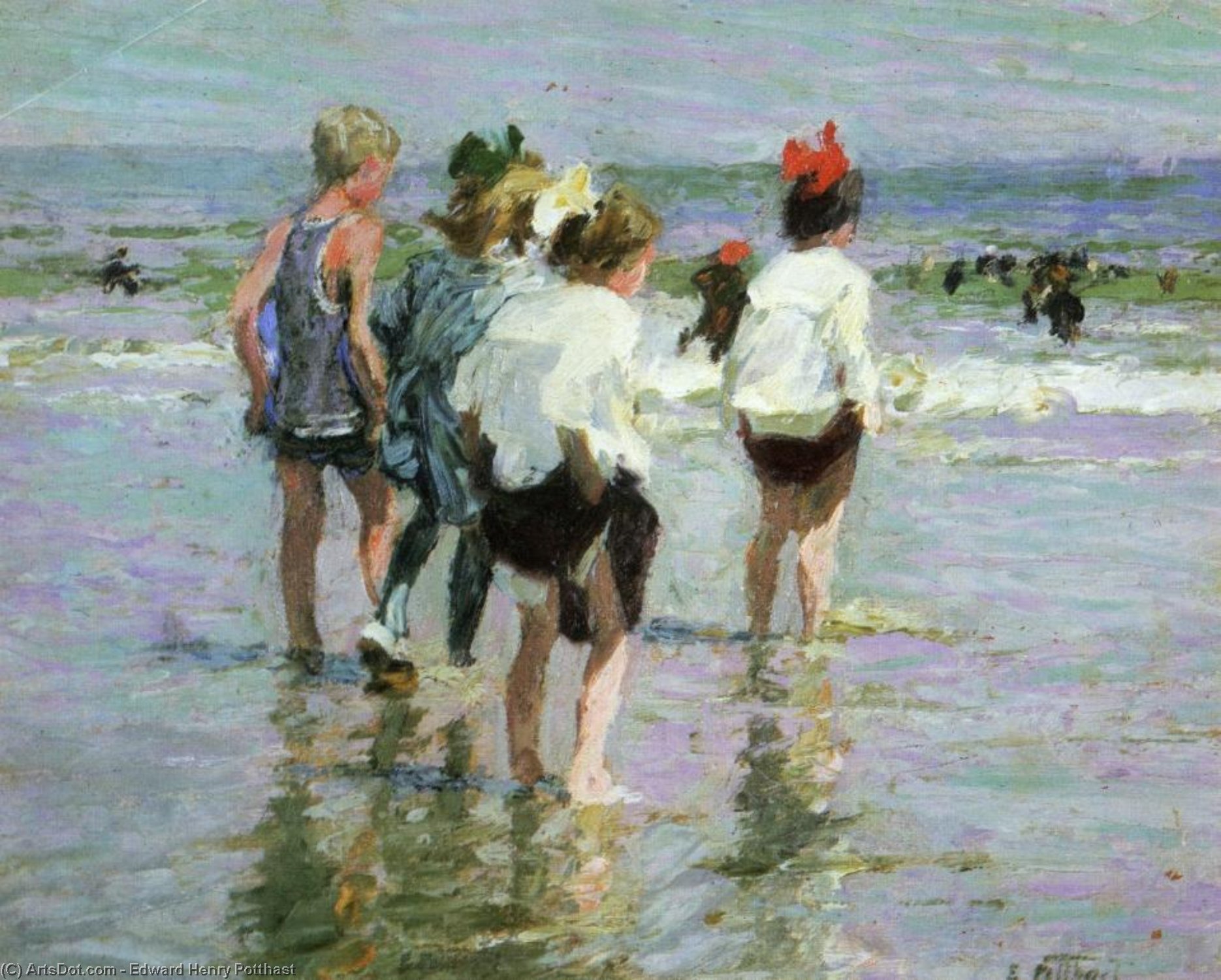 Order Oil Painting Replica Summer Day, Brighton Beach by Edward Henry Potthast (1857-1927, United States) | ArtsDot.com
