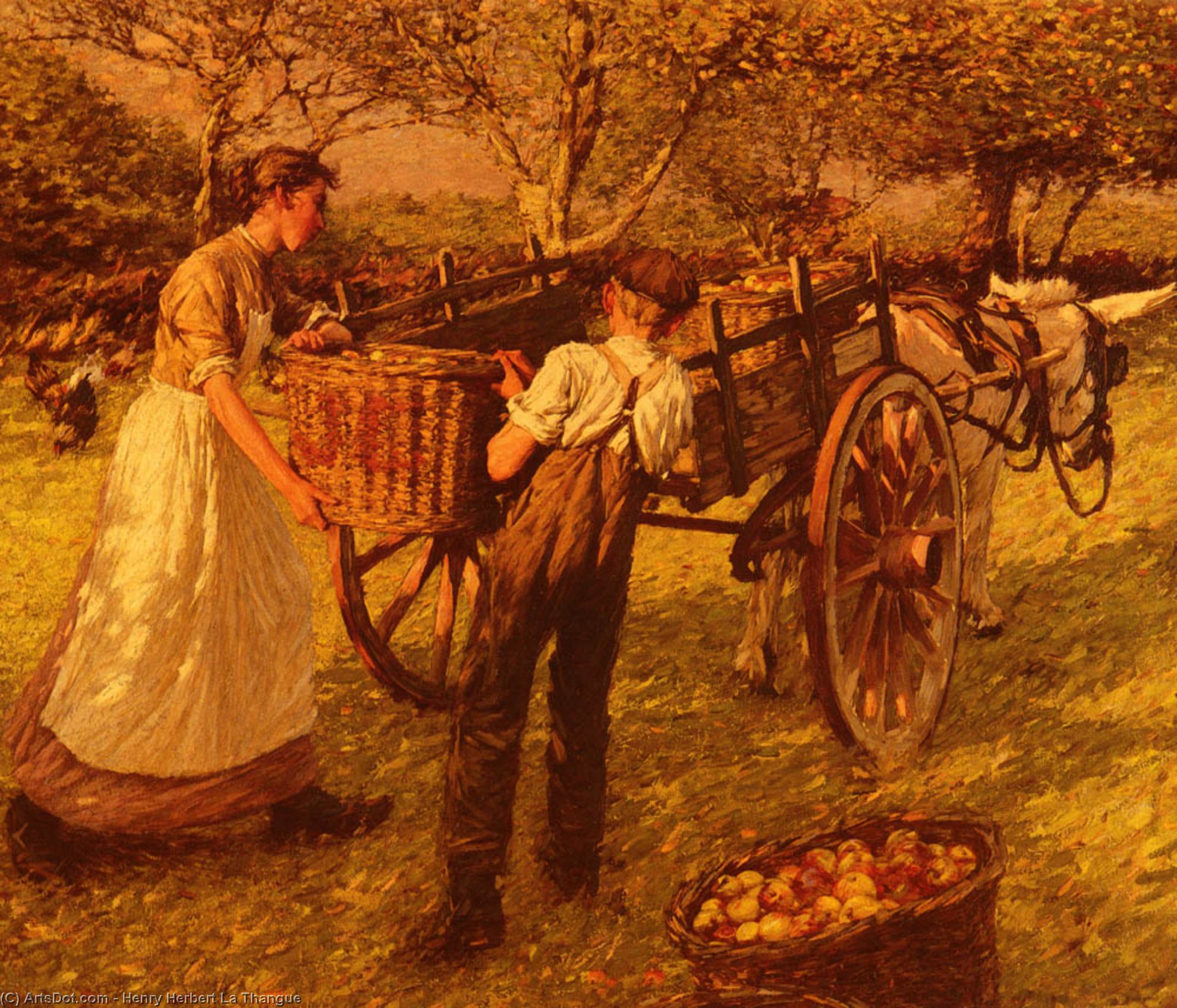 Order Oil Painting Replica A Sussex Orchard by Henry Herbert La Thangue (1859-1929, United Kingdom) | ArtsDot.com