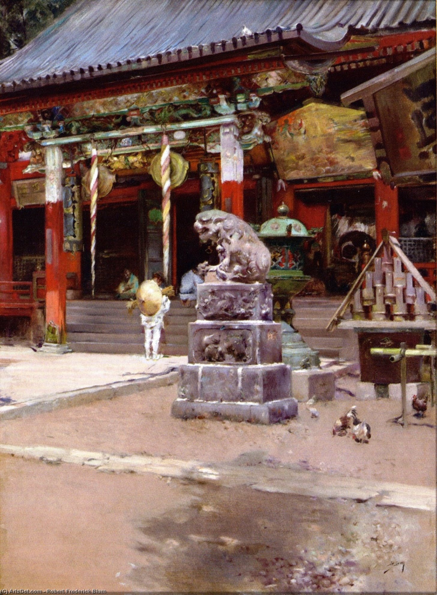 Buy Museum Art Reproductions The Temple Court of Fudo Sama at Meguro, Tokyo, 1891 by Robert Frederick Blum (1857-1903, United States) | ArtsDot.com