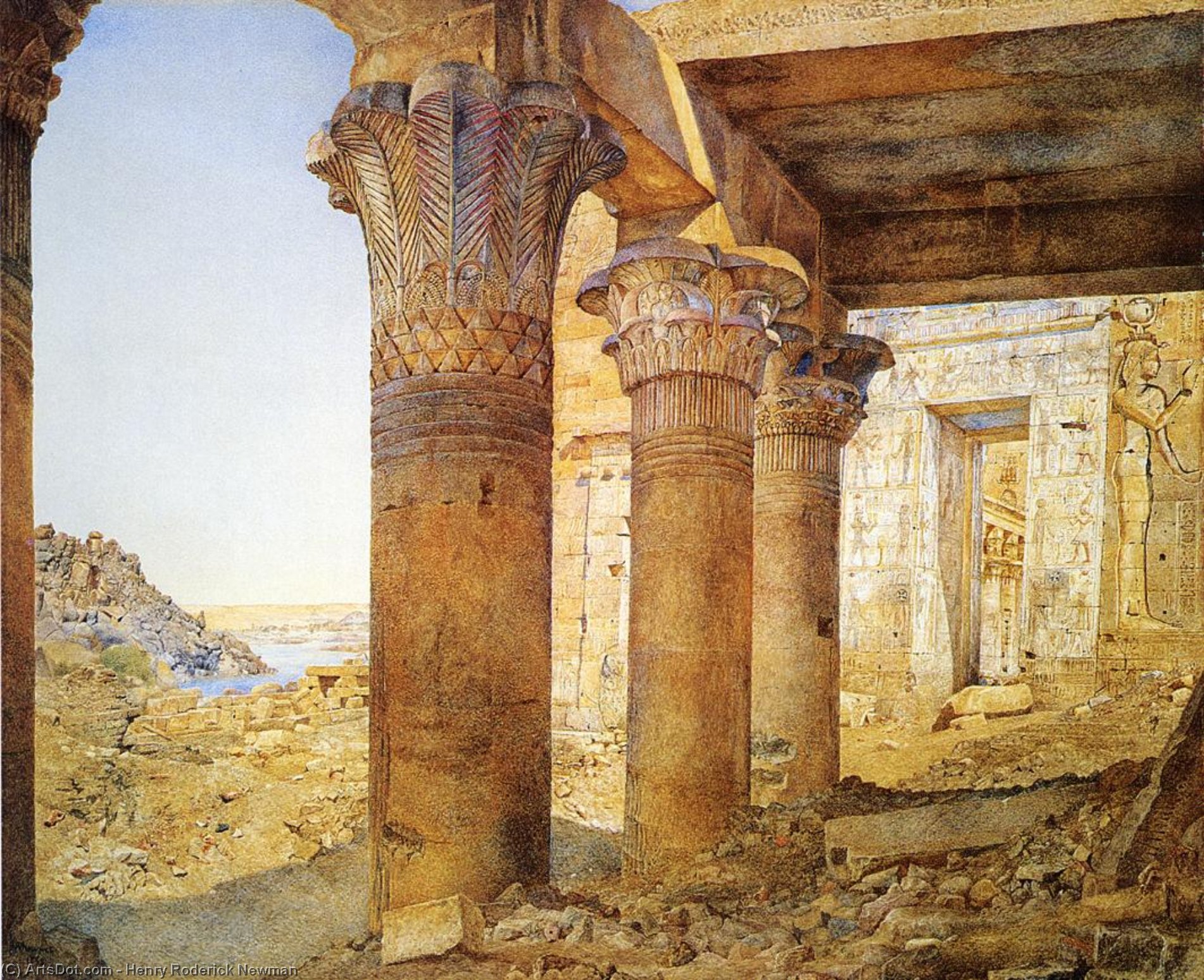 Order Artwork Replica Temple of Philae from the Outer Court, 1892 by Henry Roderick Newman (1833-1918, United States) | ArtsDot.com