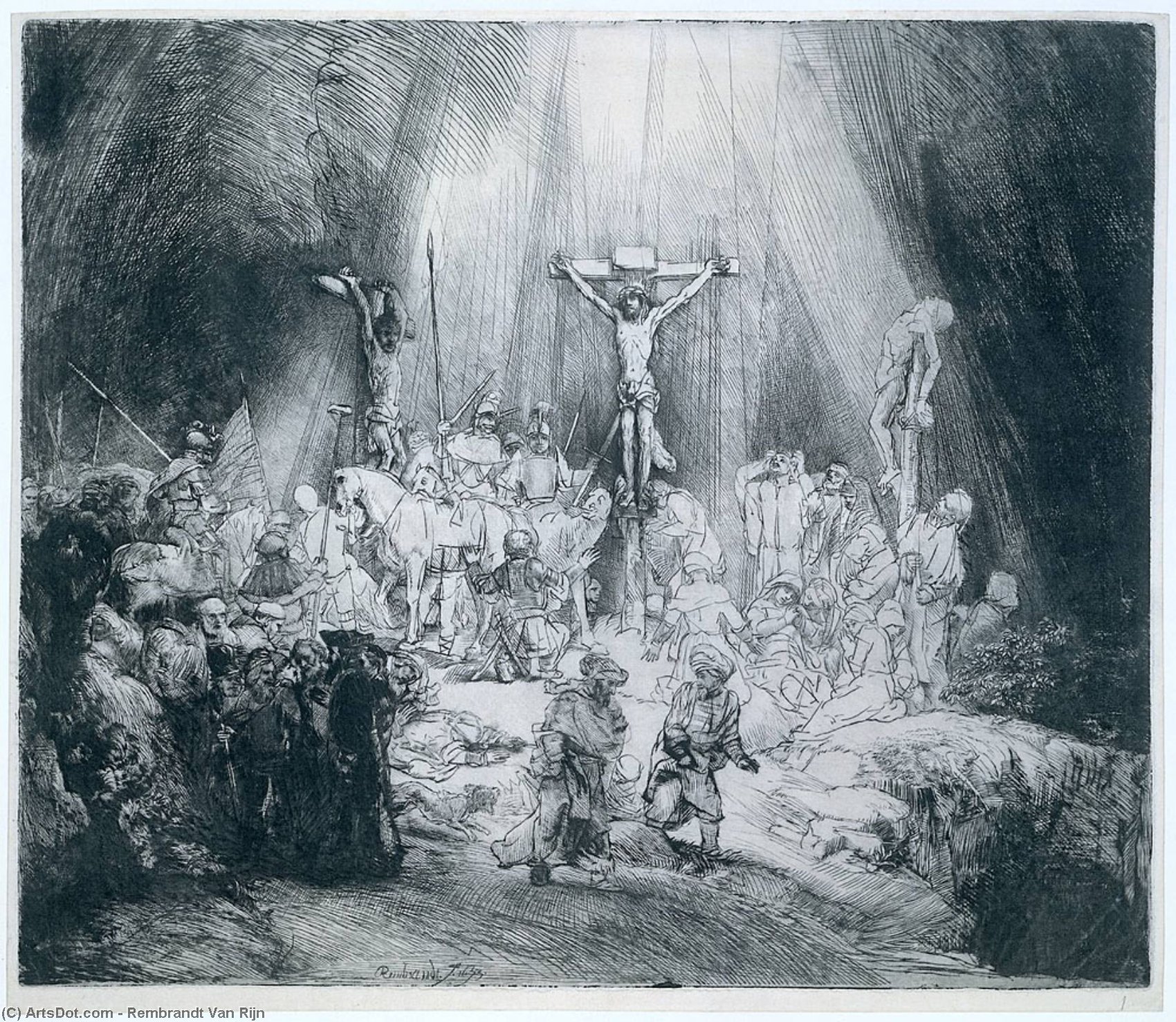 Order Paintings Reproductions The Three Crosses, 1653 by Rembrandt Van Rijn (1606-1669, Netherlands) | ArtsDot.com