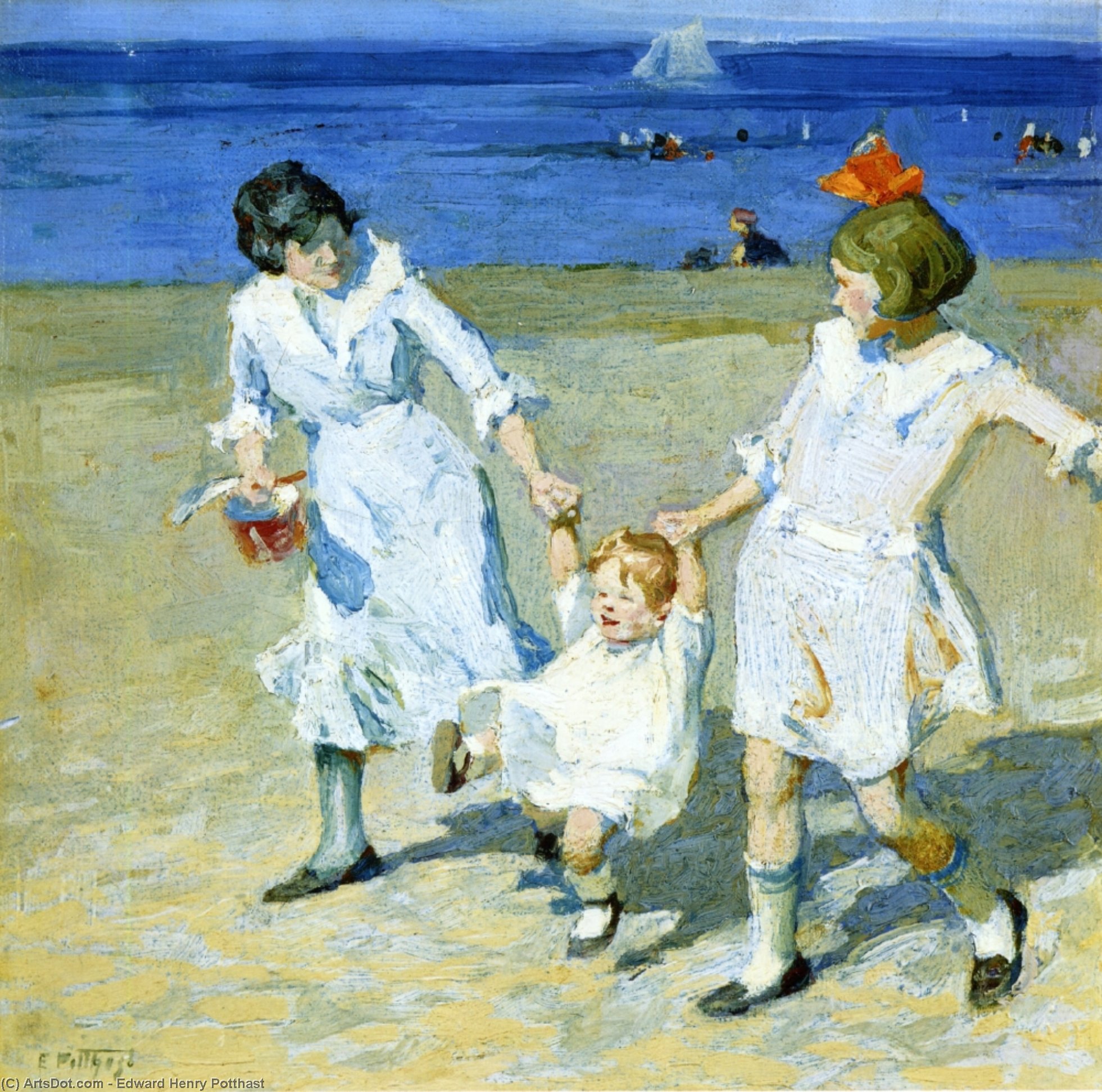 Buy Museum Art Reproductions Two Females Swinging a Child by Edward Henry Potthast (1857-1927, United States) | ArtsDot.com
