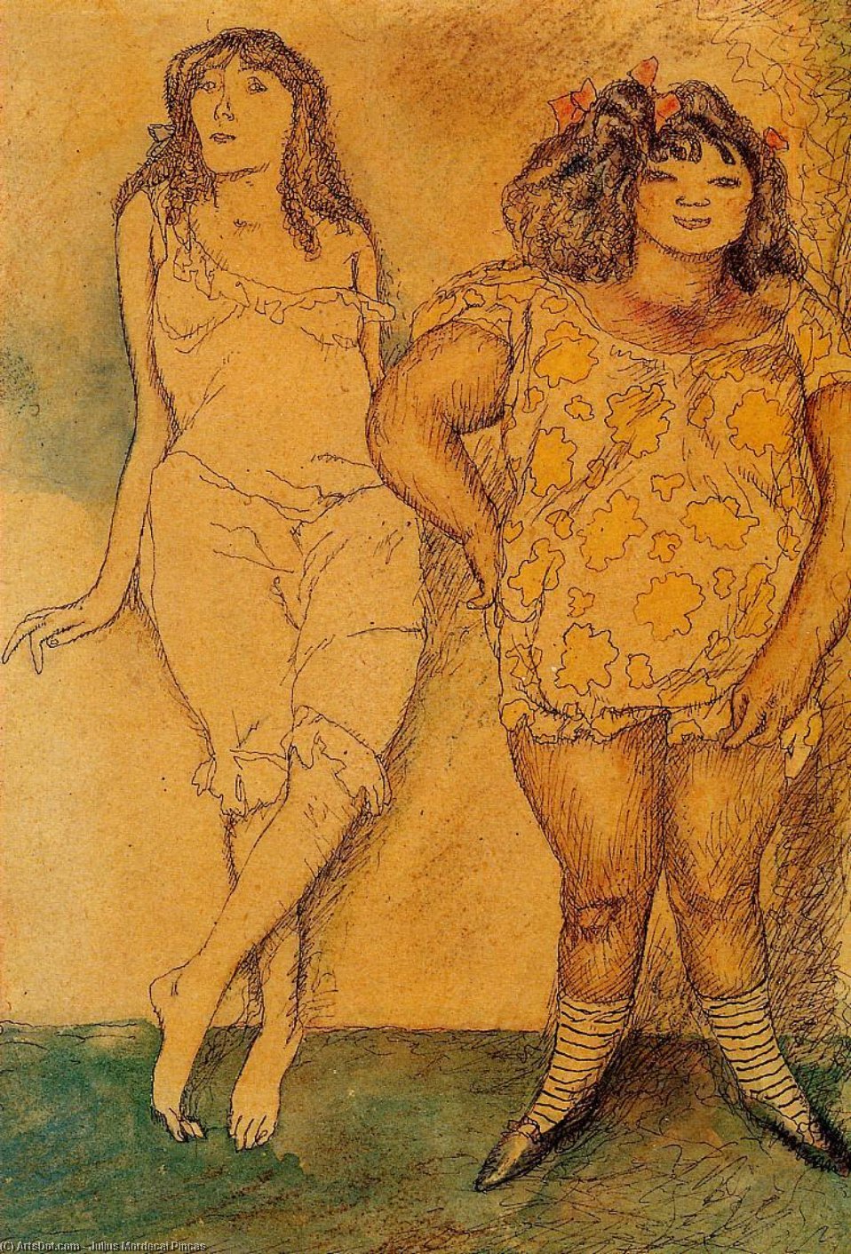 Order Oil Painting Replica Two Girls, 1907 by Julius Mordecai Pincas (1885-1930, Bulgaria) | ArtsDot.com