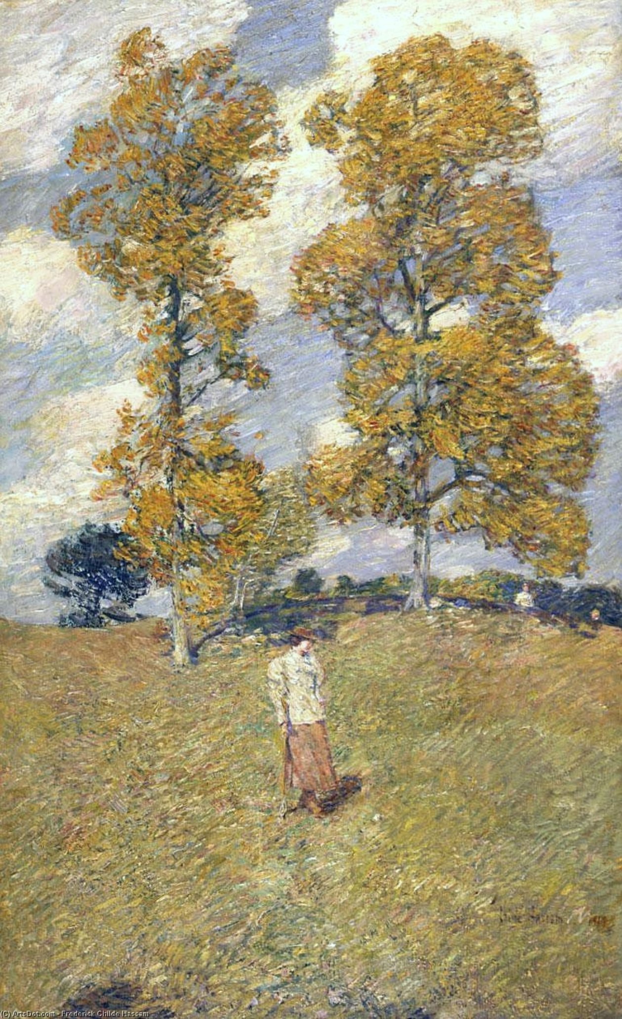 Order Oil Painting Replica The Two Hickory Trees (also known as Golf Player), 1919 by Frederick Childe Hassam (1859-1935, United States) | ArtsDot.com