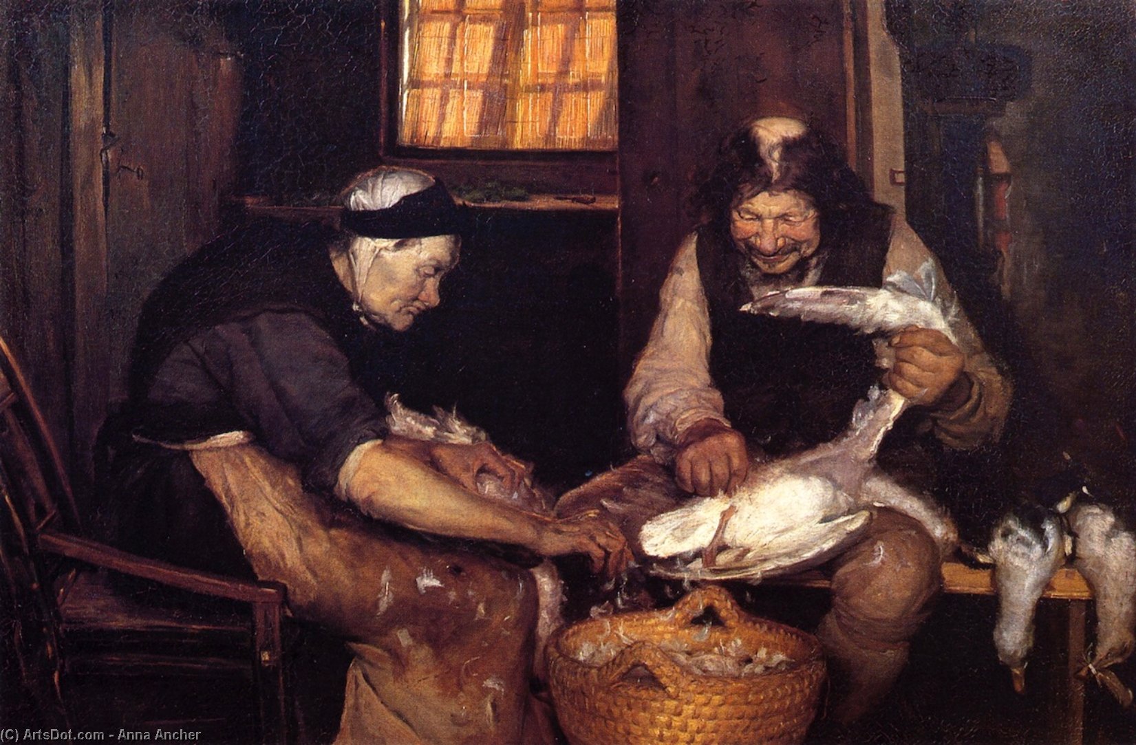 Order Oil Painting Replica Two Oldsters Plucking Gulls, 1883 by Anna Kirstine Ancher (1859-1935, Denmark) | ArtsDot.com