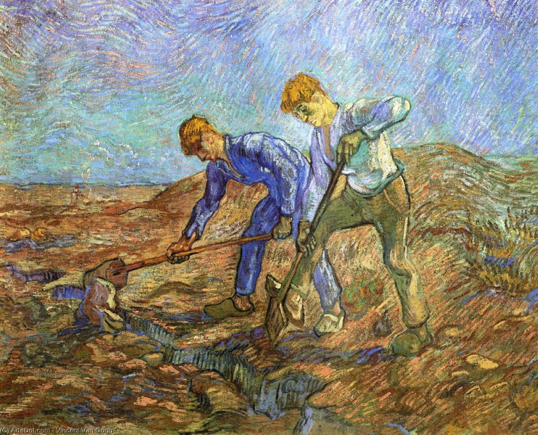 Order Oil Painting Replica Two Peasants Diging (after Millet), 1889 by Vincent Van Gogh (1853-1890, Netherlands) | ArtsDot.com