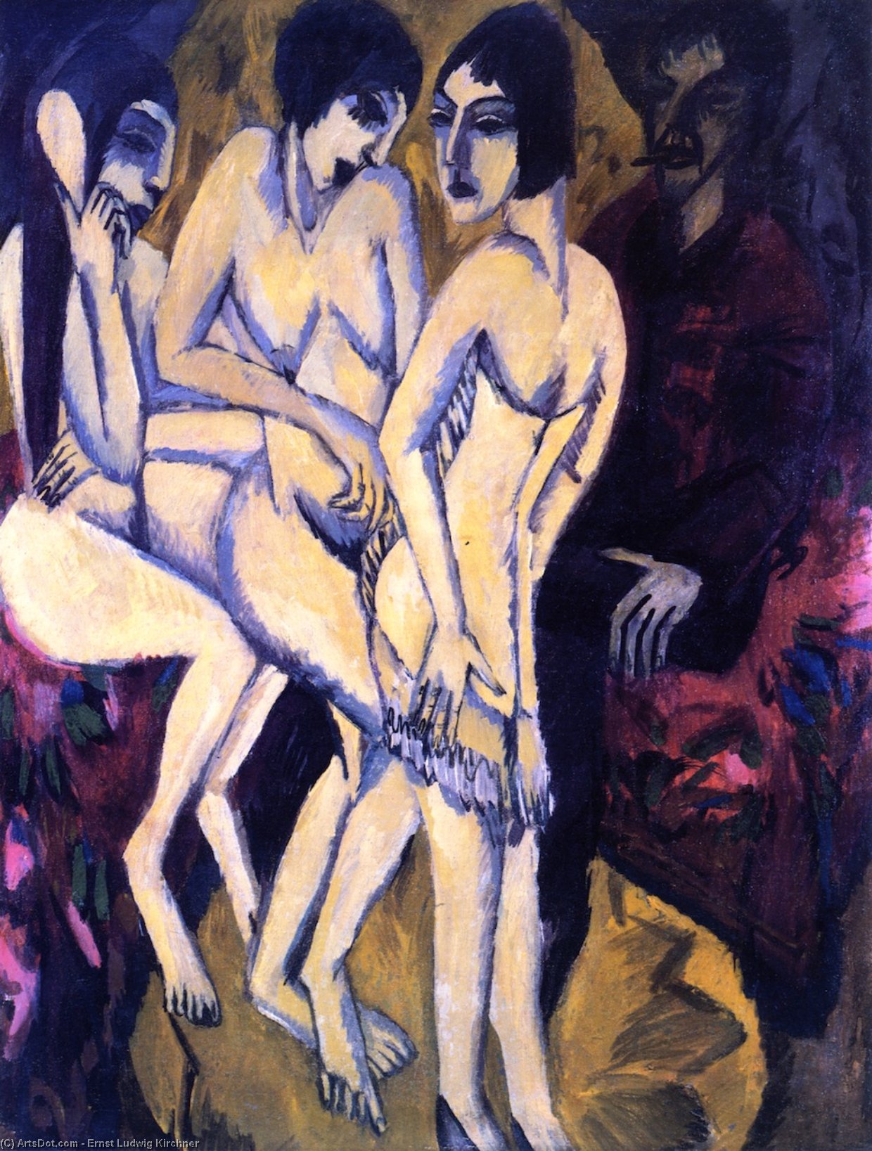 Order Oil Painting Replica Urteil des Paris, 1913 by Ernst Ludwig Kirchner (1880-1938, Germany) | ArtsDot.com