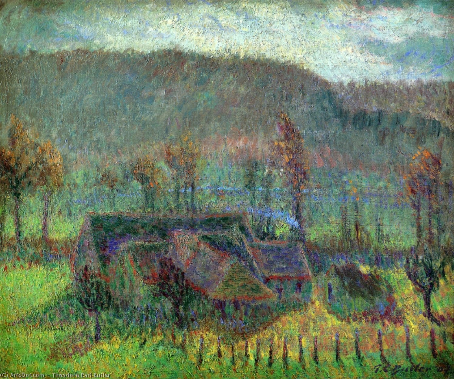 Buy Museum Art Reproductions Valley Farm (also known as Cottage in Giverny), 1907 by Theodore Earl Butler (1861-1936, United States) | ArtsDot.com