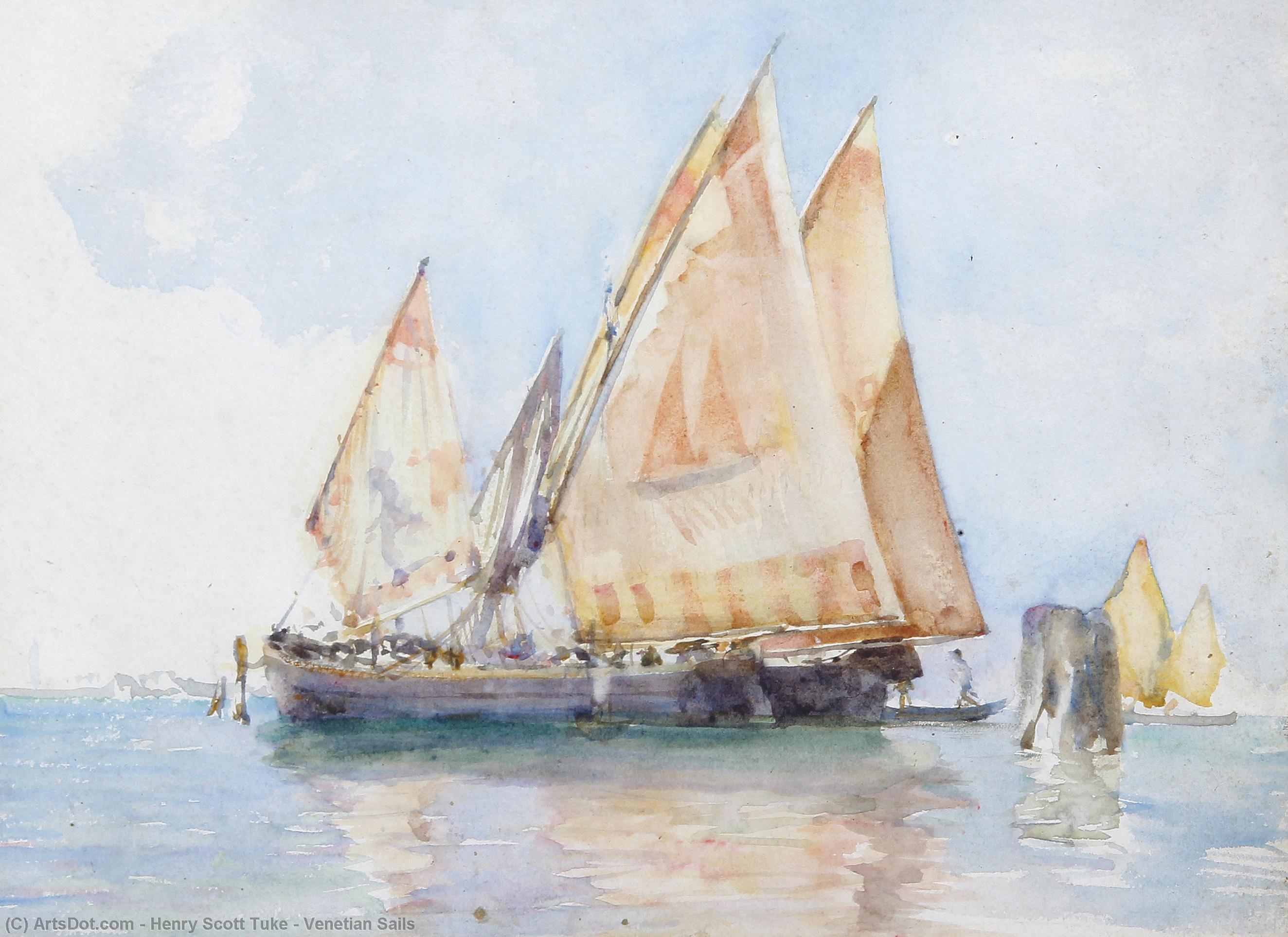 Order Paintings Reproductions Venetian Sails by Henry Scott Tuke (1858-1929, United Kingdom) | ArtsDot.com