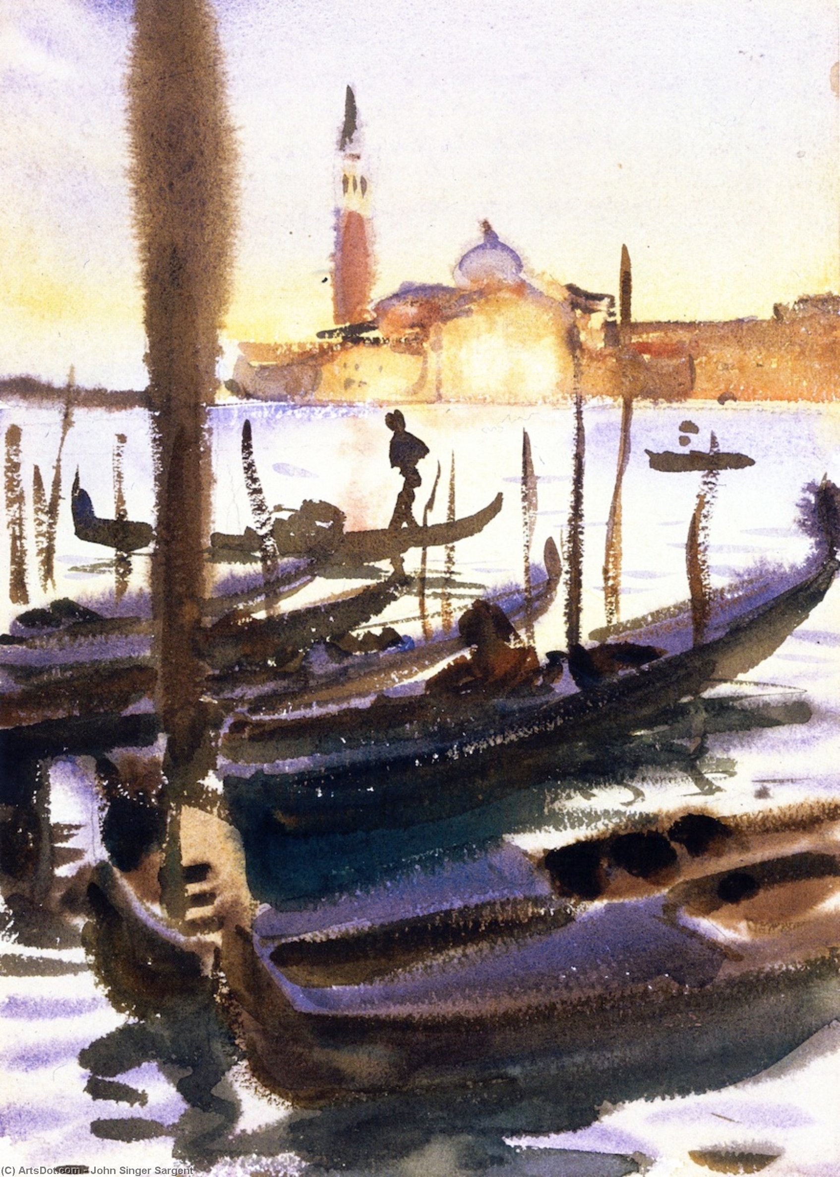 Order Paintings Reproductions Venice, Gondolas off San Giorgio Magiore, 1903 by John Singer Sargent (1856-1925, Italy) | ArtsDot.com